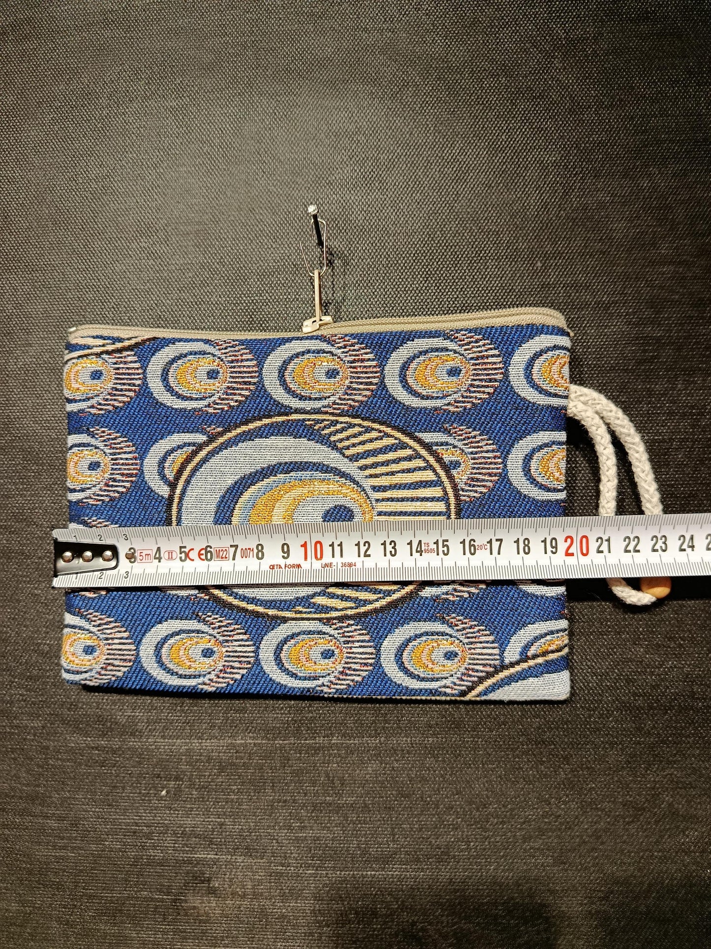 Handmade Cotton Blend Purse: Blue Patterned Bag (15cmx20cm)