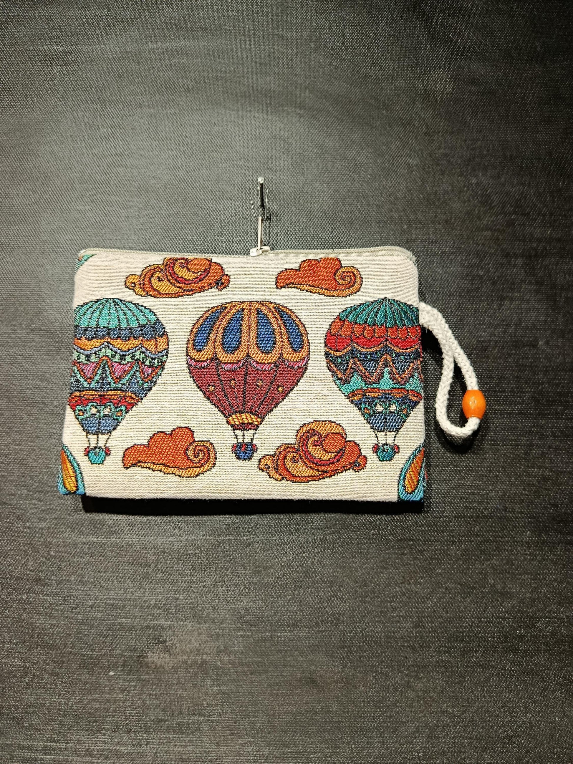 Handmade Hot Air Balloon Purse: Organic Cotton Blend, Small Clutch (15cmx20cm)