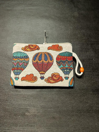 Handmade Hot Air Balloon Purse: Organic Cotton Blend, Small Clutch (15cmx20cm)
