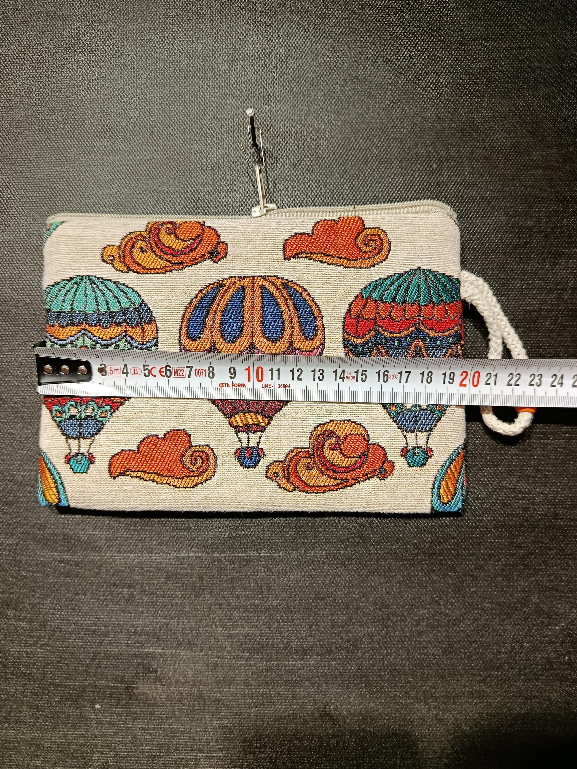 Handmade Hot Air Balloon Purse: Organic Cotton Blend, Small Clutch (15cmx20cm)