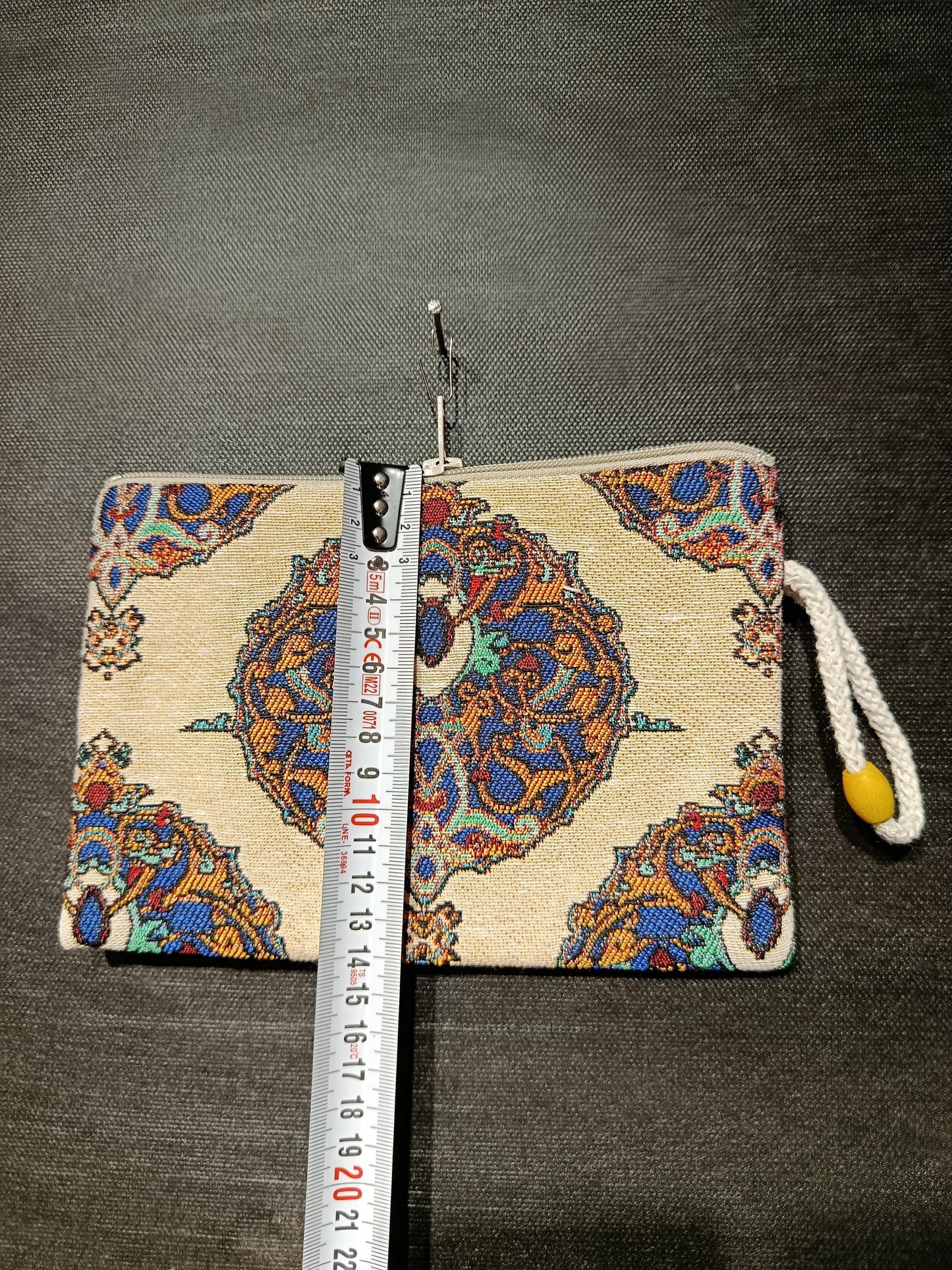 Handmade Gobelin Purse with Persian Motif – Tapestry Zipper Pouch – Oriental Mini Wristlet Bag