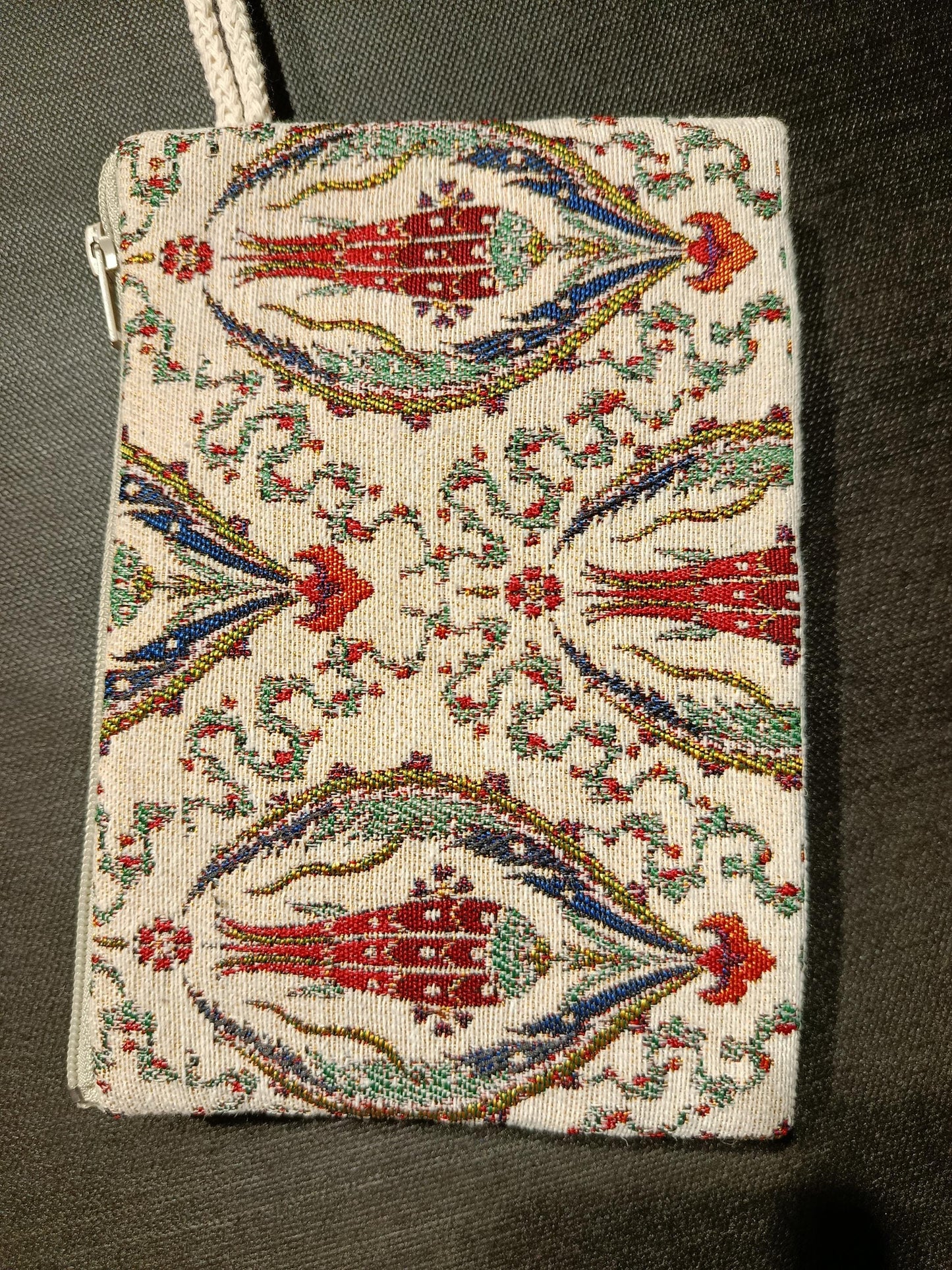 Handmade Gobelin Zipper Purse – Turkish Tulip Pattern Coin Pouch – Small Floral Clutch Bag