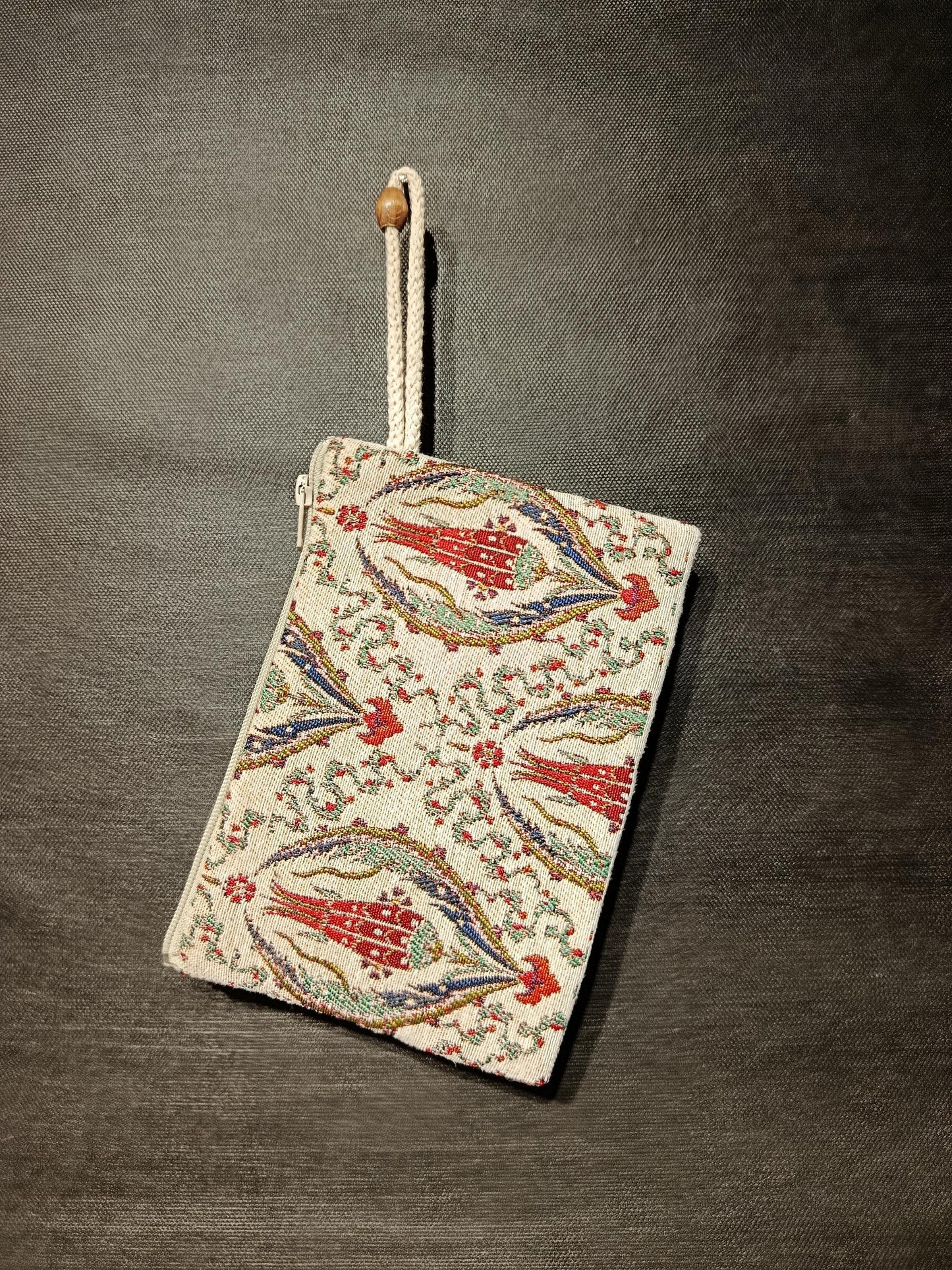 Handmade Gobelin Zipper Purse – Turkish Tulip Pattern Coin Pouch – Small Floral Clutch Bag