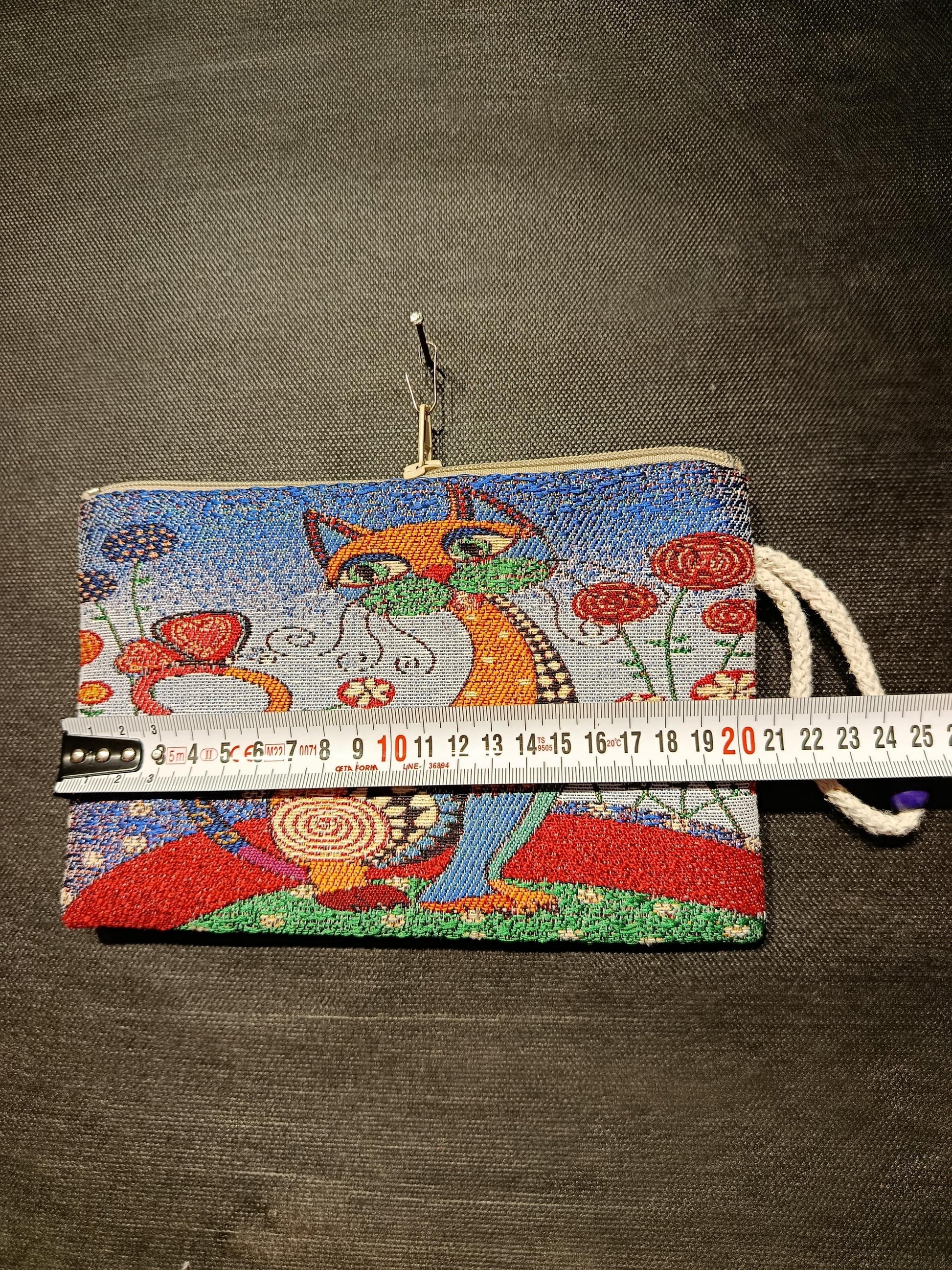 Handmade Tapestry Purse: Floral Cat Design, Small Everyday Bag