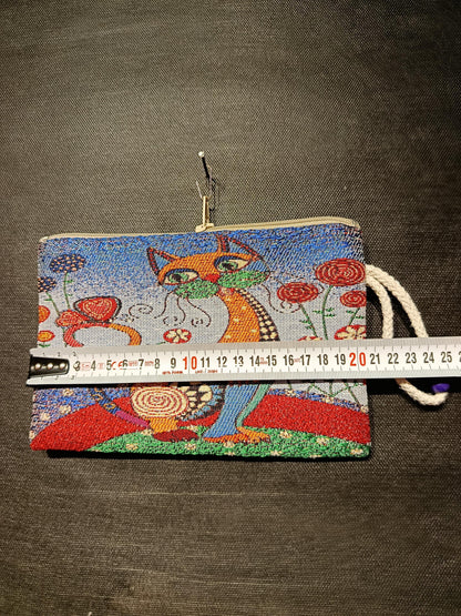 Handmade Tapestry Purse: Floral Cat Design, Small Everyday Bag