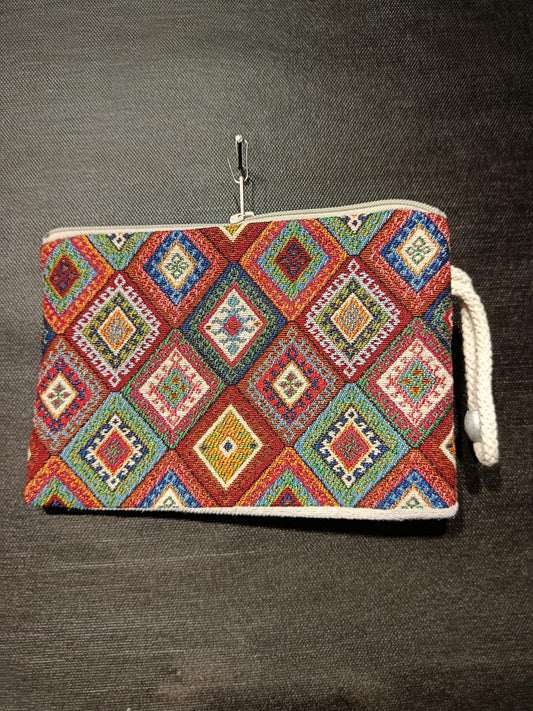 Handmade Cotton Blend Purse: Colorful Diamond Pattern, Daily Use Bag