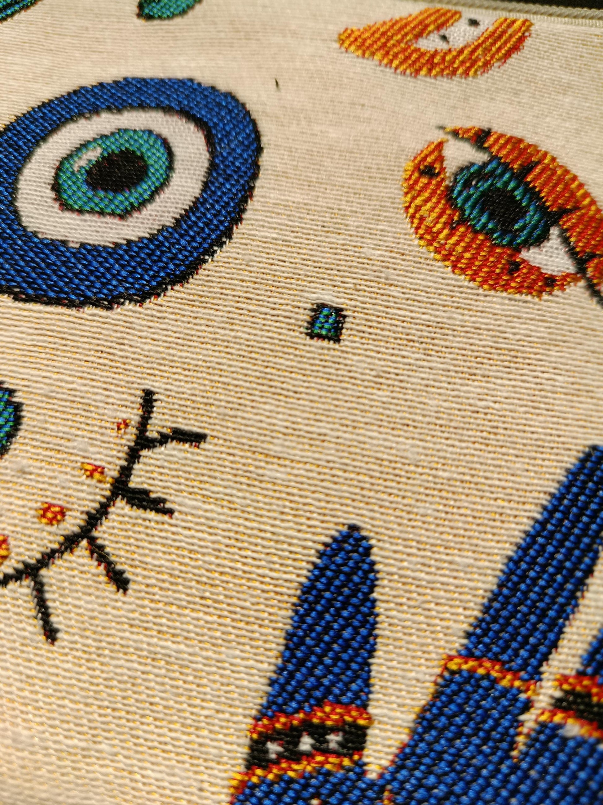 Handmade Gobelin Evil Eye Pouch – Boho Zipper Purse with Mystical Symbols – Small Clutch Bag
