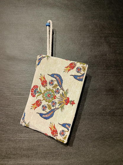 Floral Tapestry Purse: Handmade Cotton Blend Pouch (15cmx20cm)