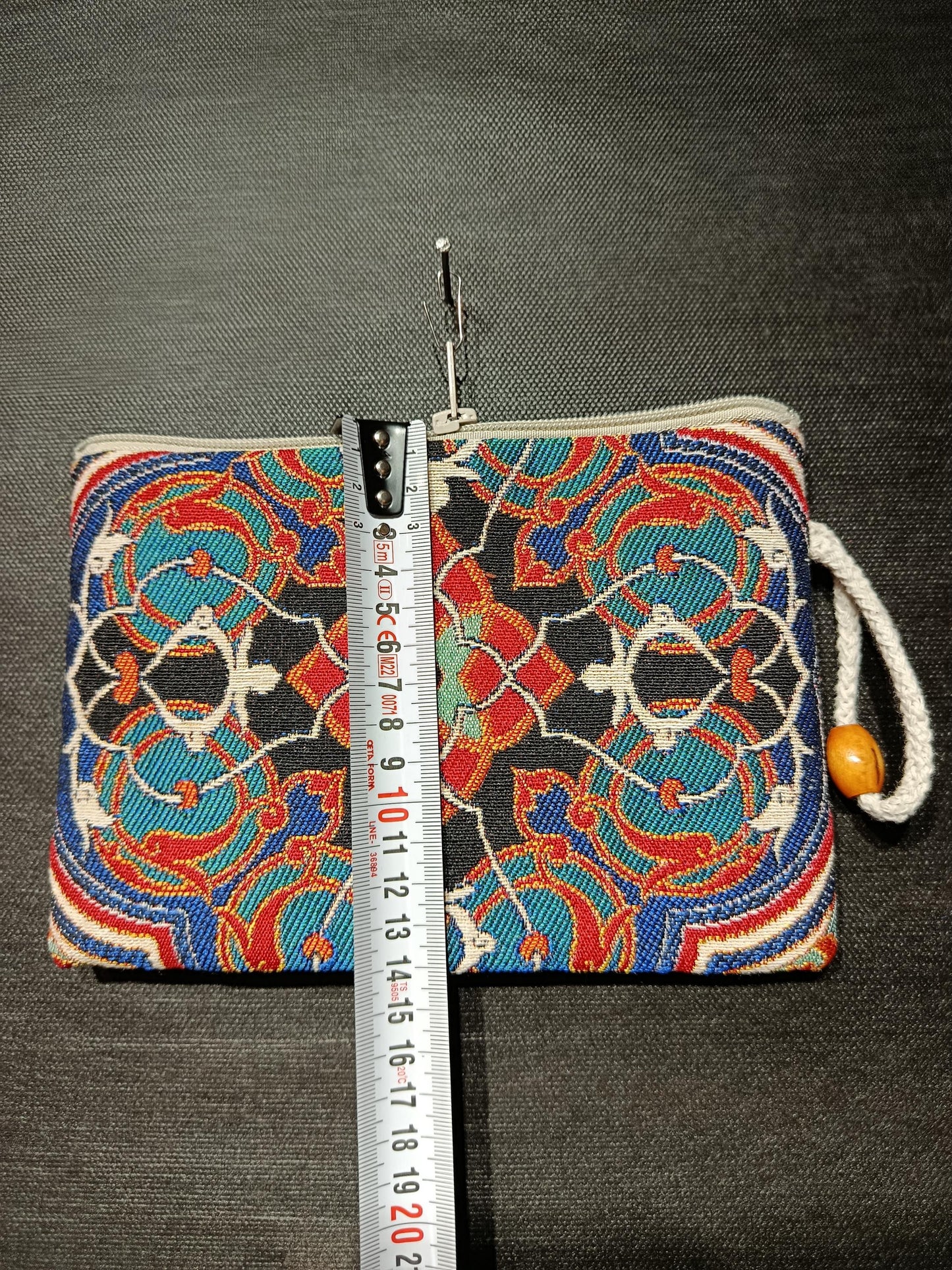 Handmade Gobelin Tapestry Purse – Colorful Islamic Geometric Pattern – Small Zipper Clutch Bag