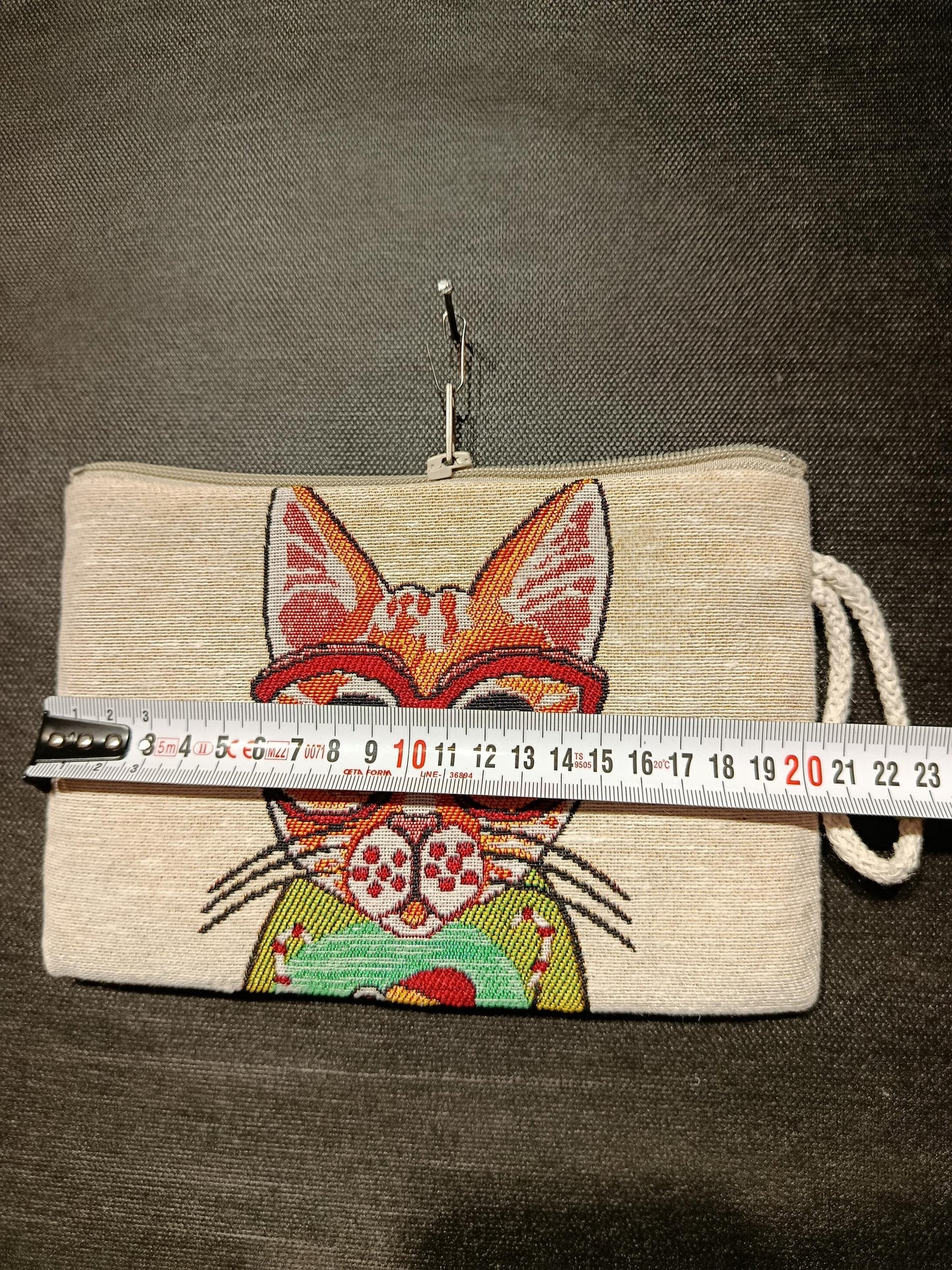 Handmade Cat Tapestry Purse: Small Cotton Blend Bag