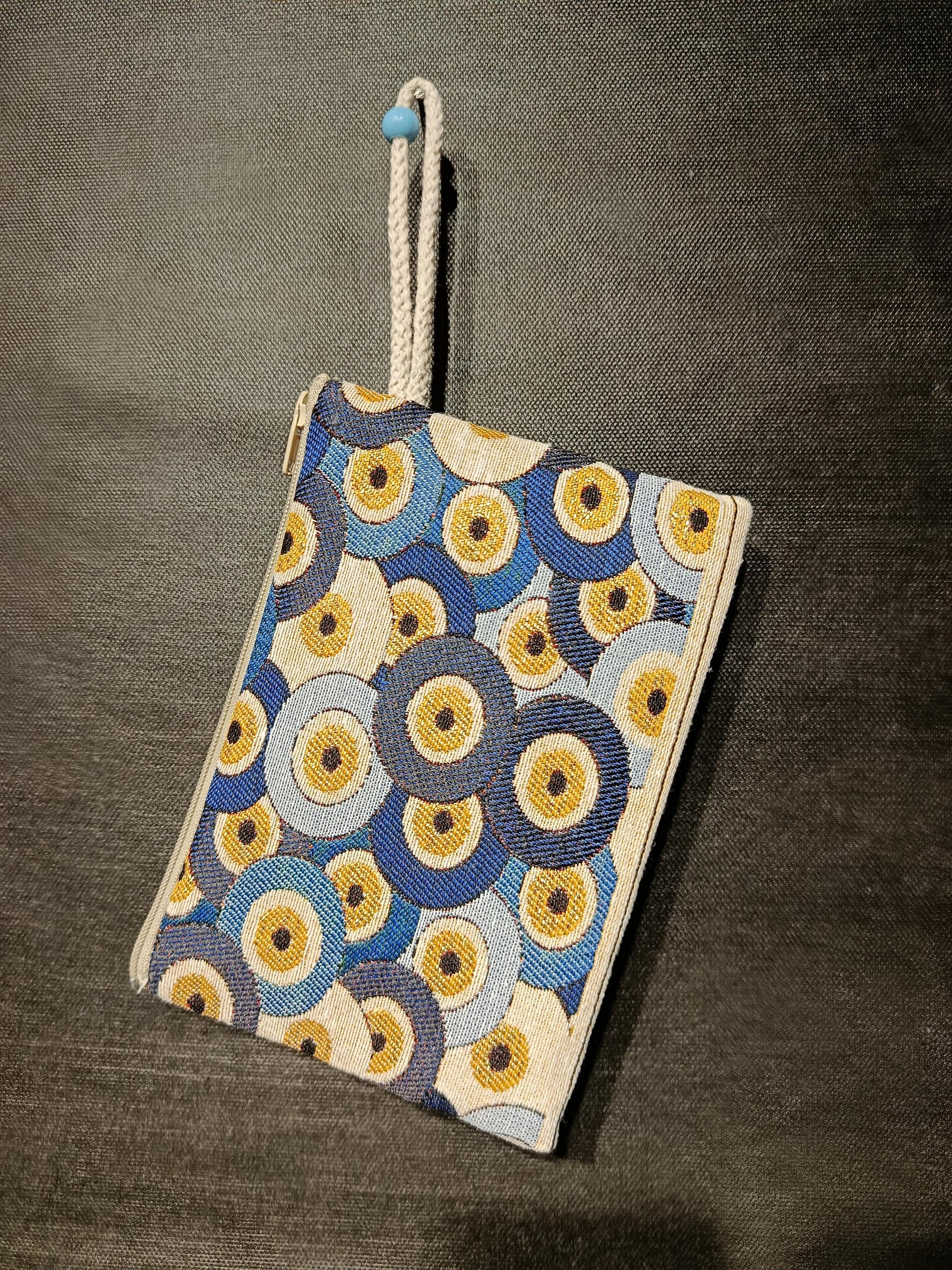 Handmade Cotton Blend Purse: Evil Eye Design