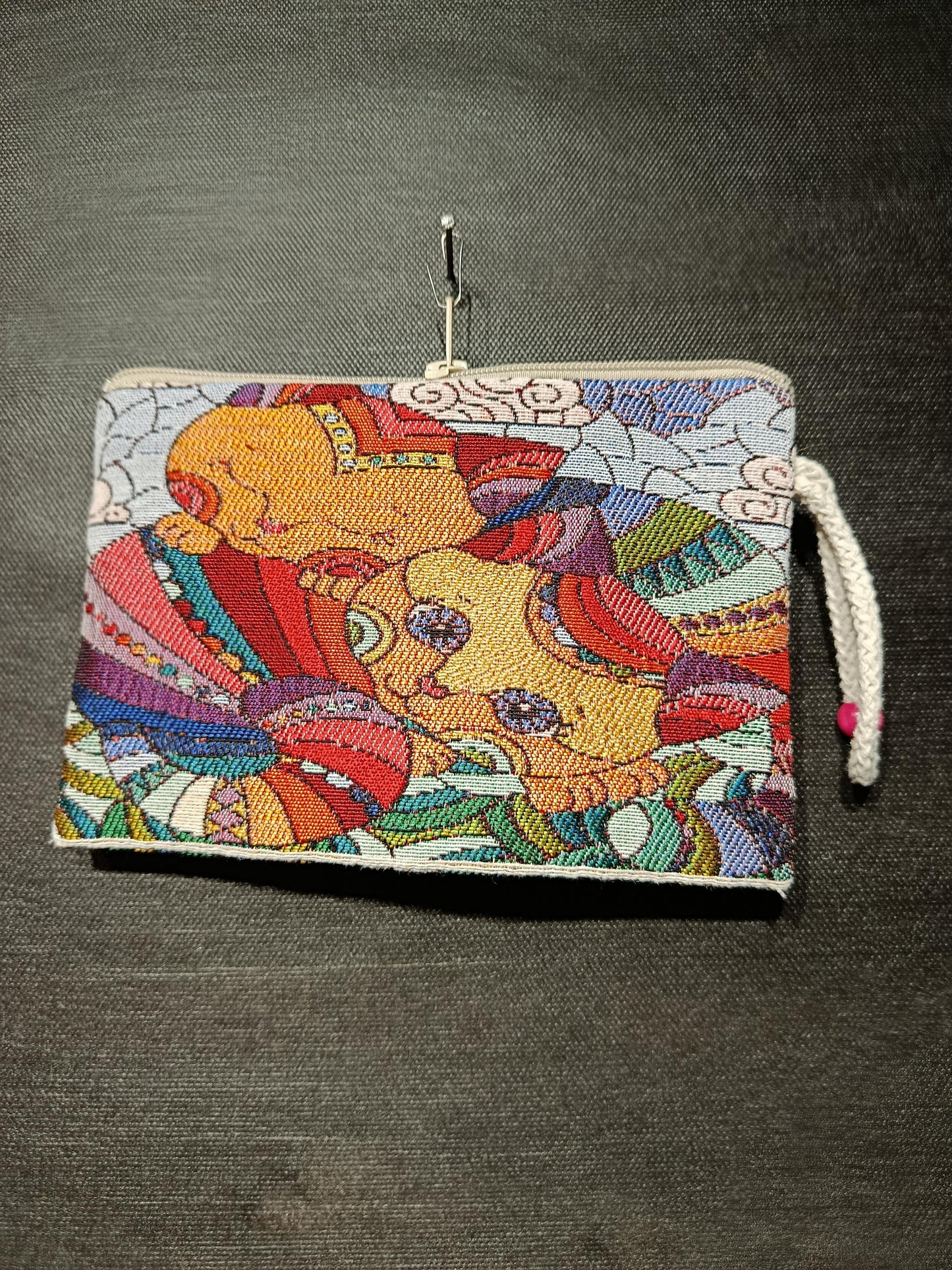 Gobelin Tapestry Cat Purse: Colorful Woven Zip Pouch