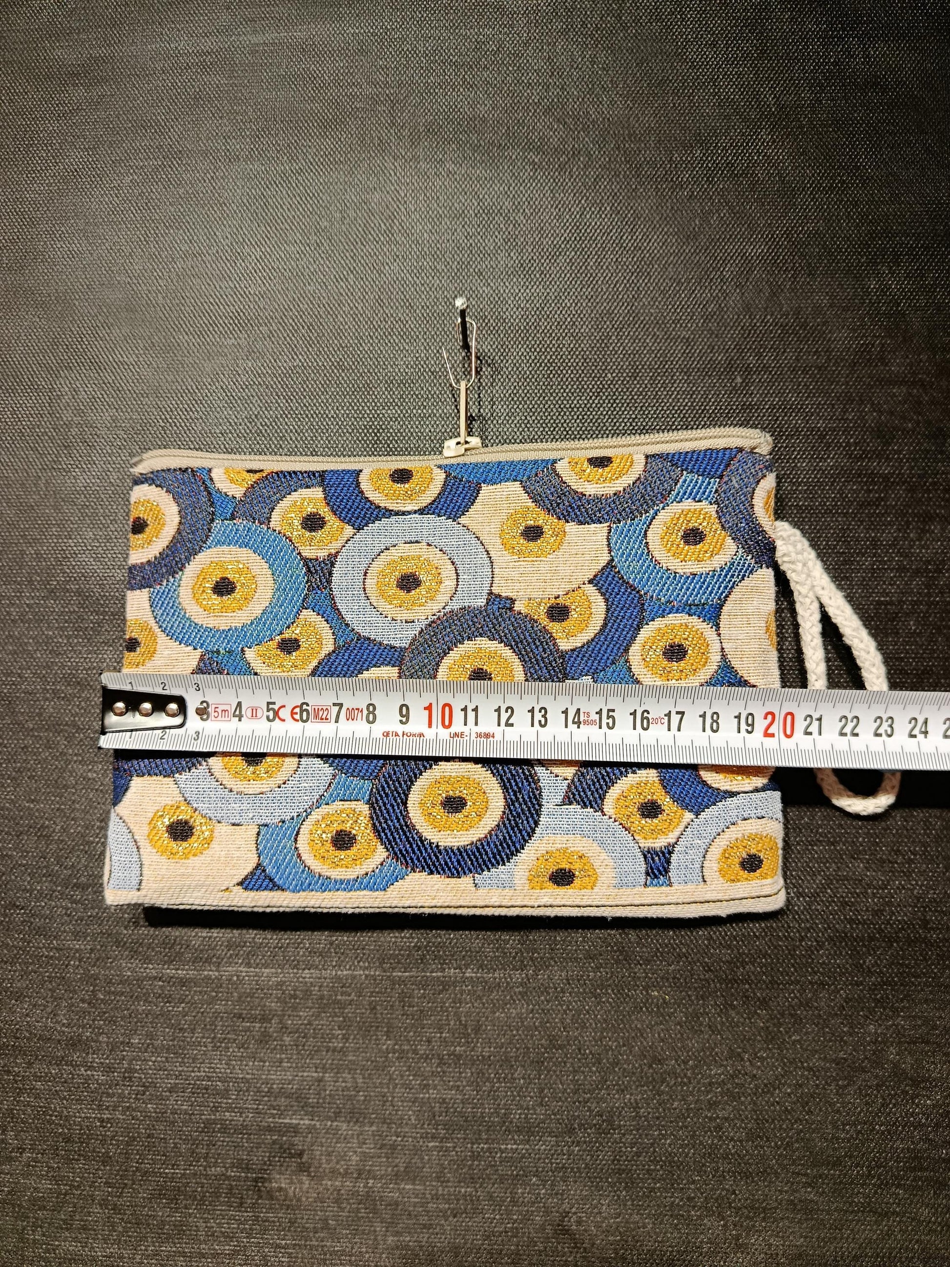 Handmade Cotton Blend Purse: Evil Eye Design