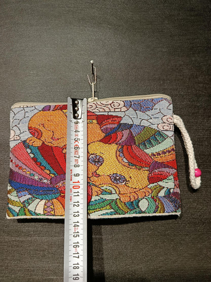Gobelin Tapestry Cat Purse: Colorful Woven Zip Pouch