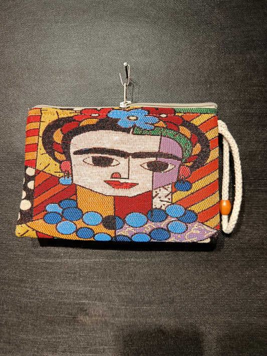 Handmade Frida Kahlo Purse: Cotton Blend Small Bag (15cmx20cm)
