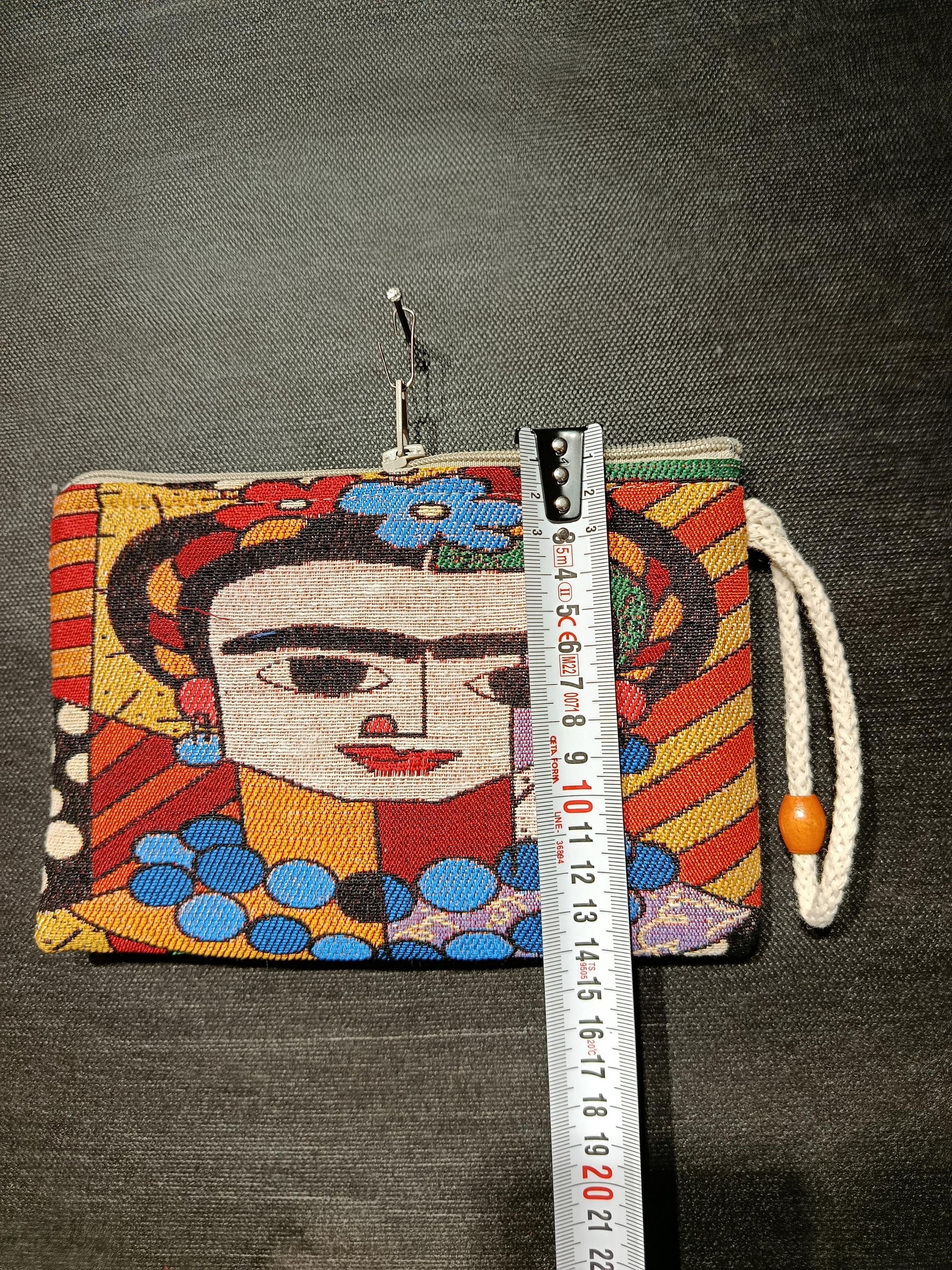 Handmade Frida Kahlo Purse: Cotton Blend Small Bag (15cmx20cm)