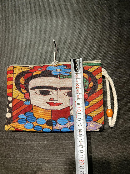 Handmade Frida Kahlo Purse: Cotton Blend Small Bag (15cmx20cm)