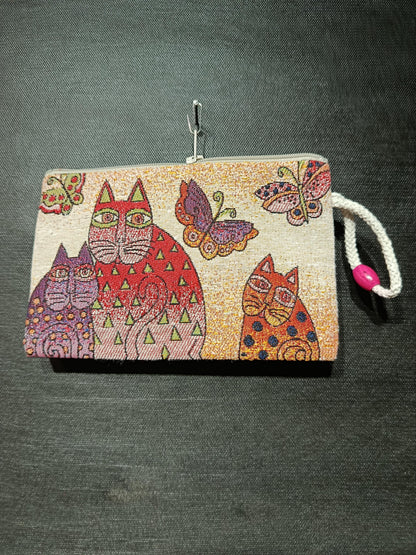 Handmade Cats & Butterflies Tapestry Purse - Small Organic Bag