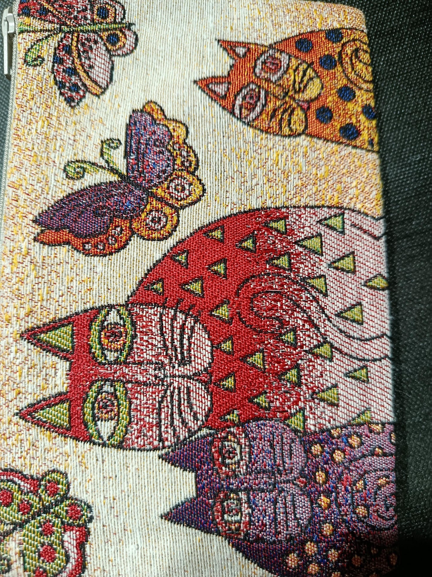 Handmade Cats & Butterflies Tapestry Purse - Small Organic Bag