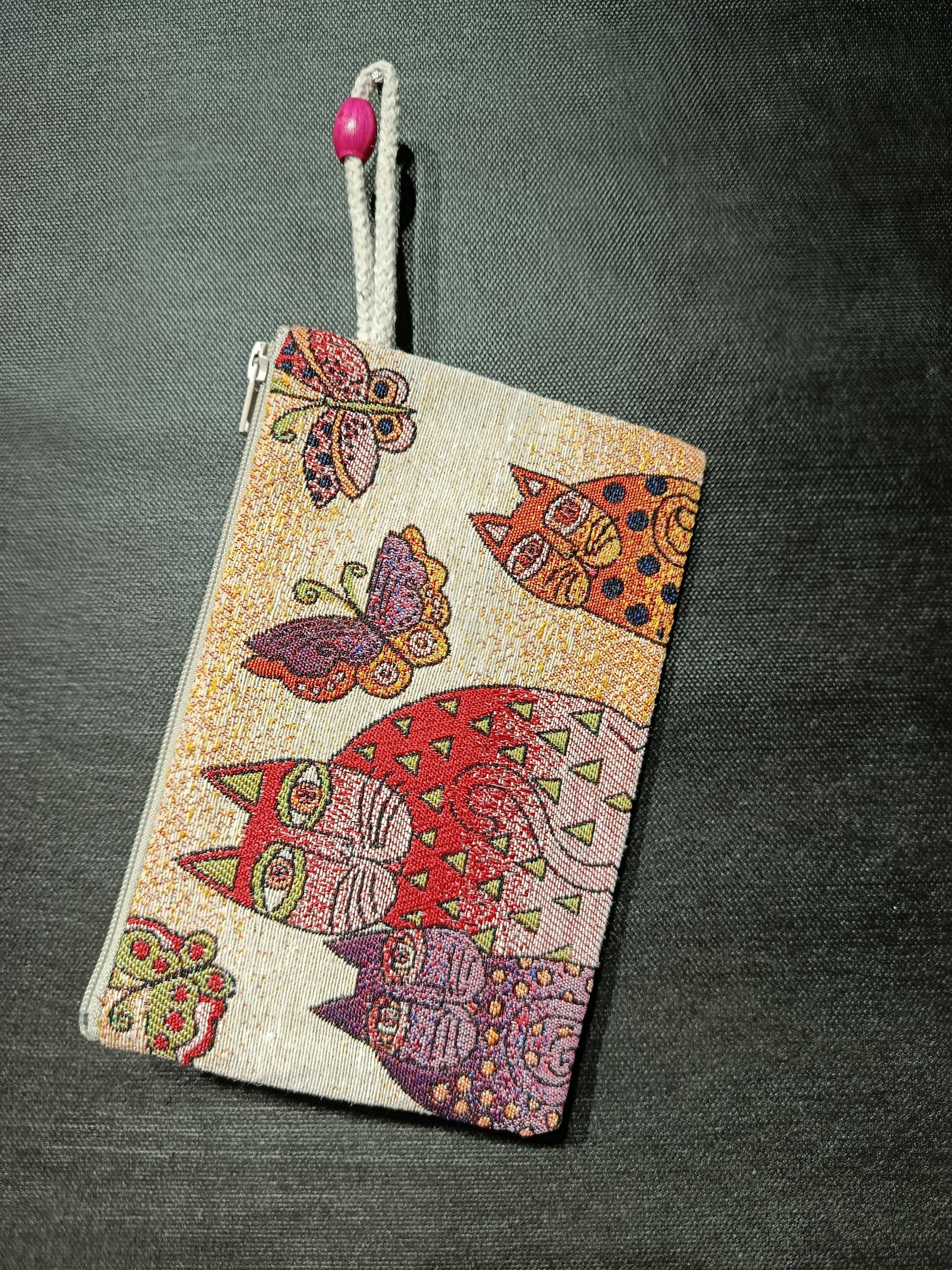 Handmade Cats & Butterflies Tapestry Purse - Small Organic Bag