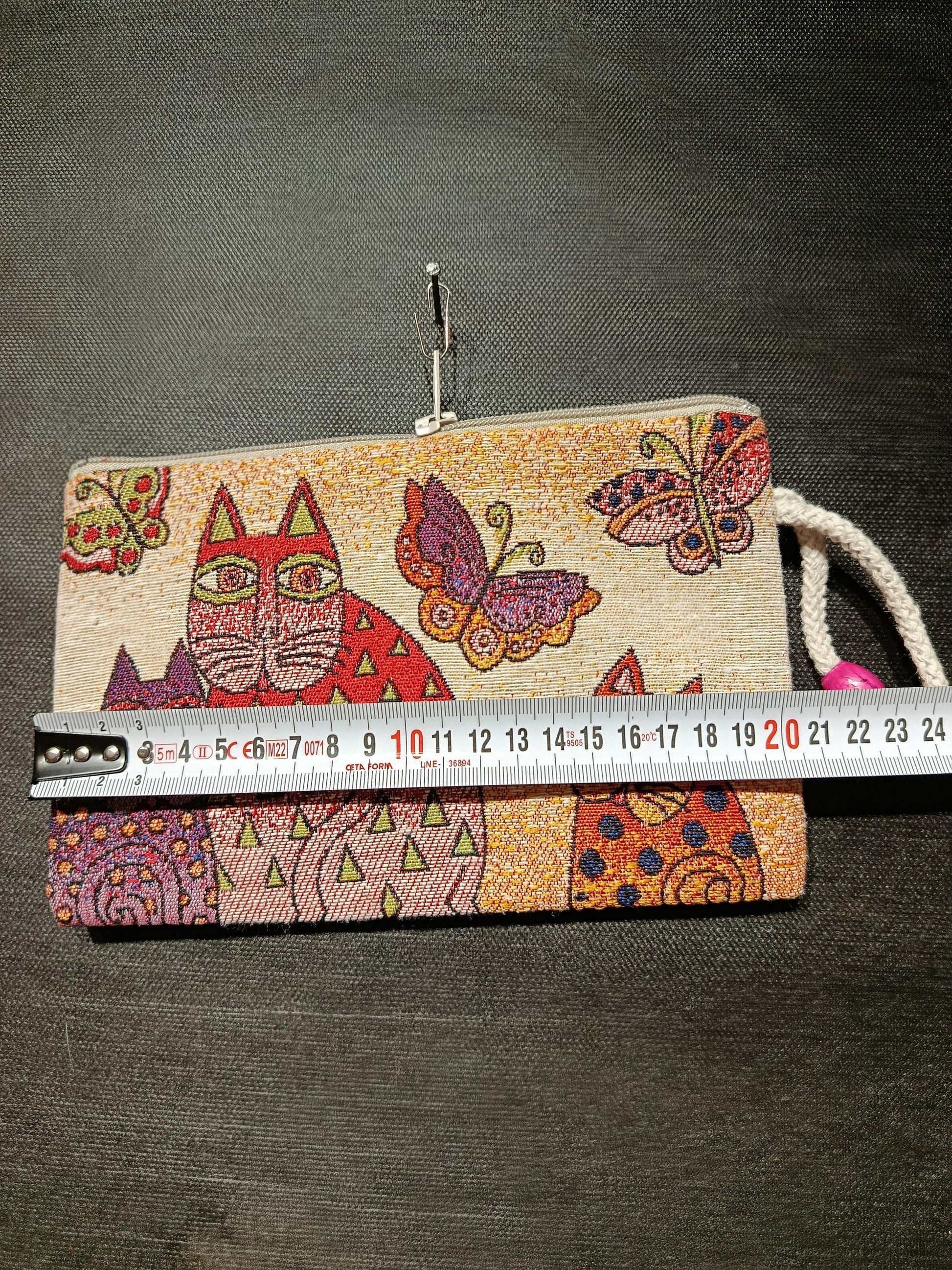 Handmade Cats & Butterflies Tapestry Purse - Small Organic Bag