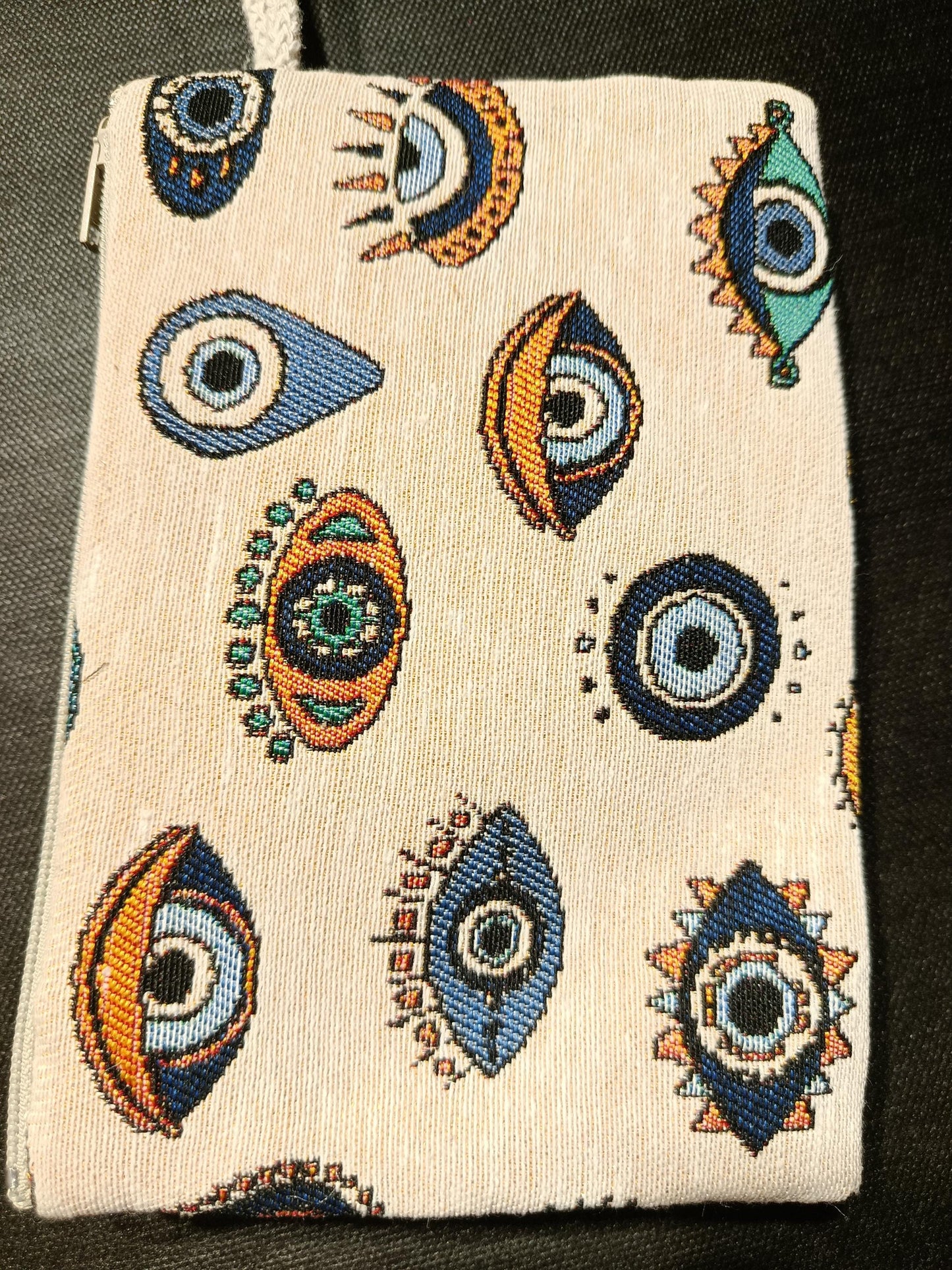 Evil Eye Gobelin Purse – Handmade Protective Symbol Wristlet Bag – Boho Clutch with Talisman Motif