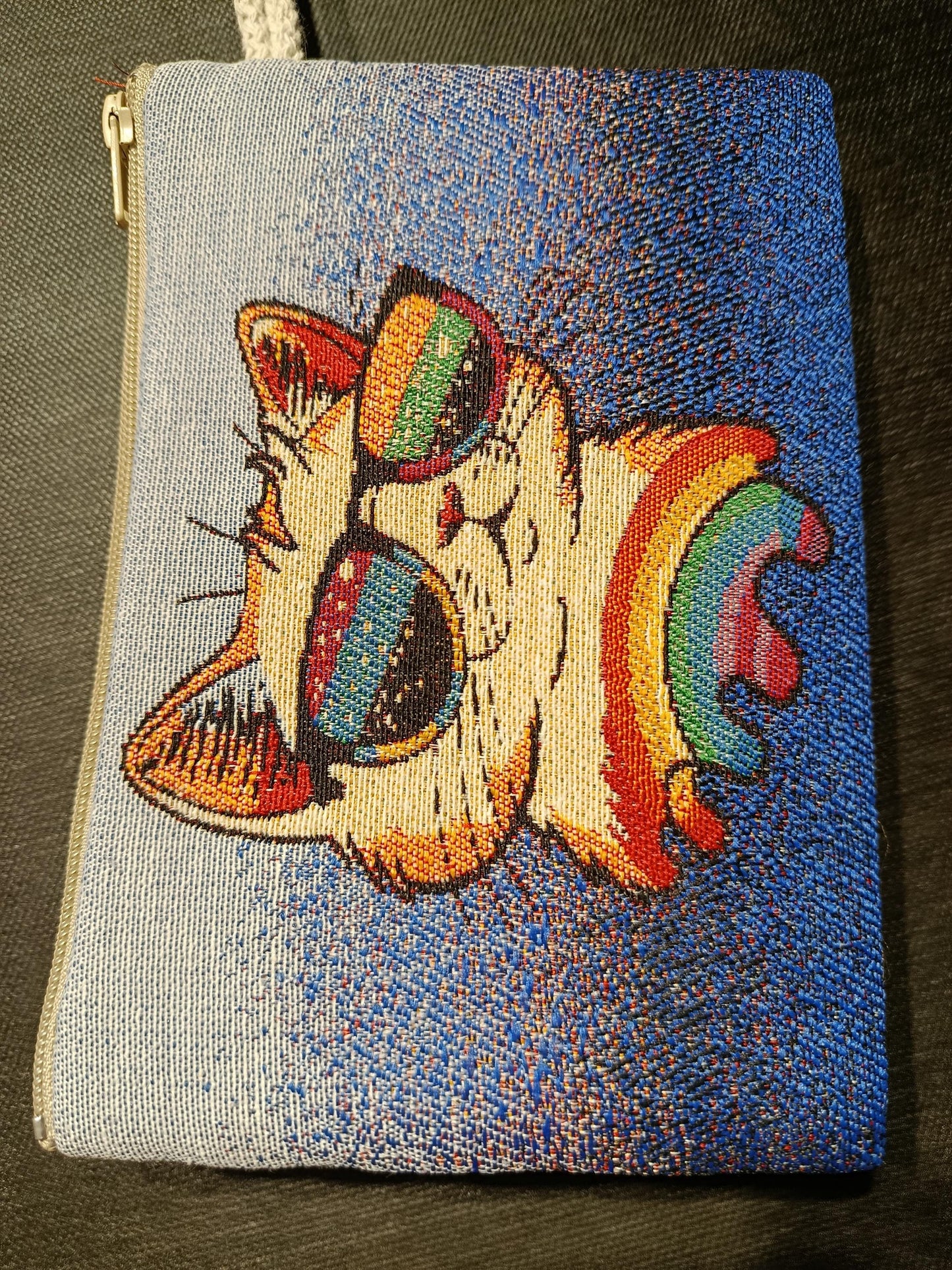 Handmade Cat Tapestry Pouch: Rainbow Sunglasses, Small Purse