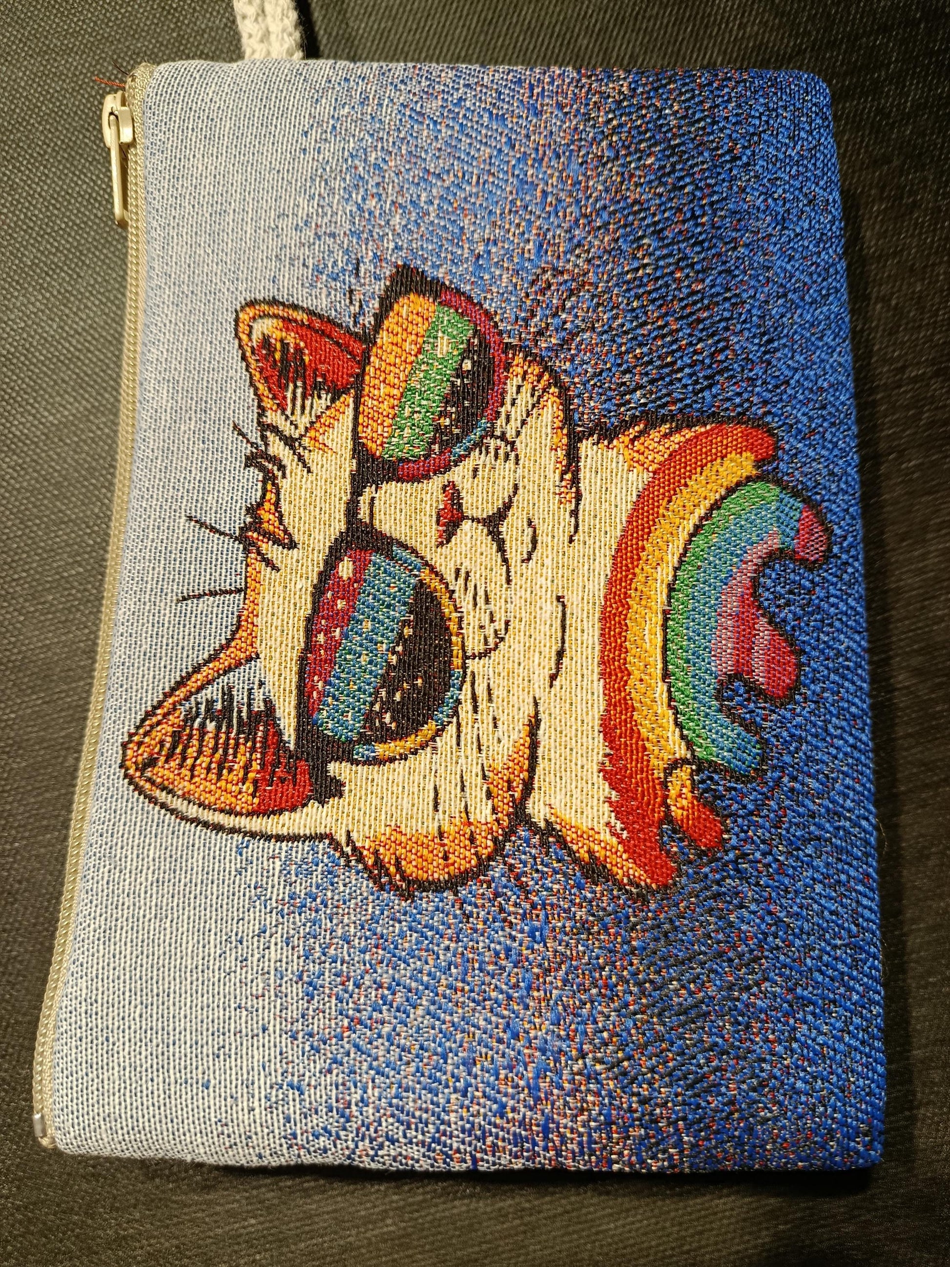 Handmade Cat Tapestry Pouch: Rainbow Sunglasses, Small Purse