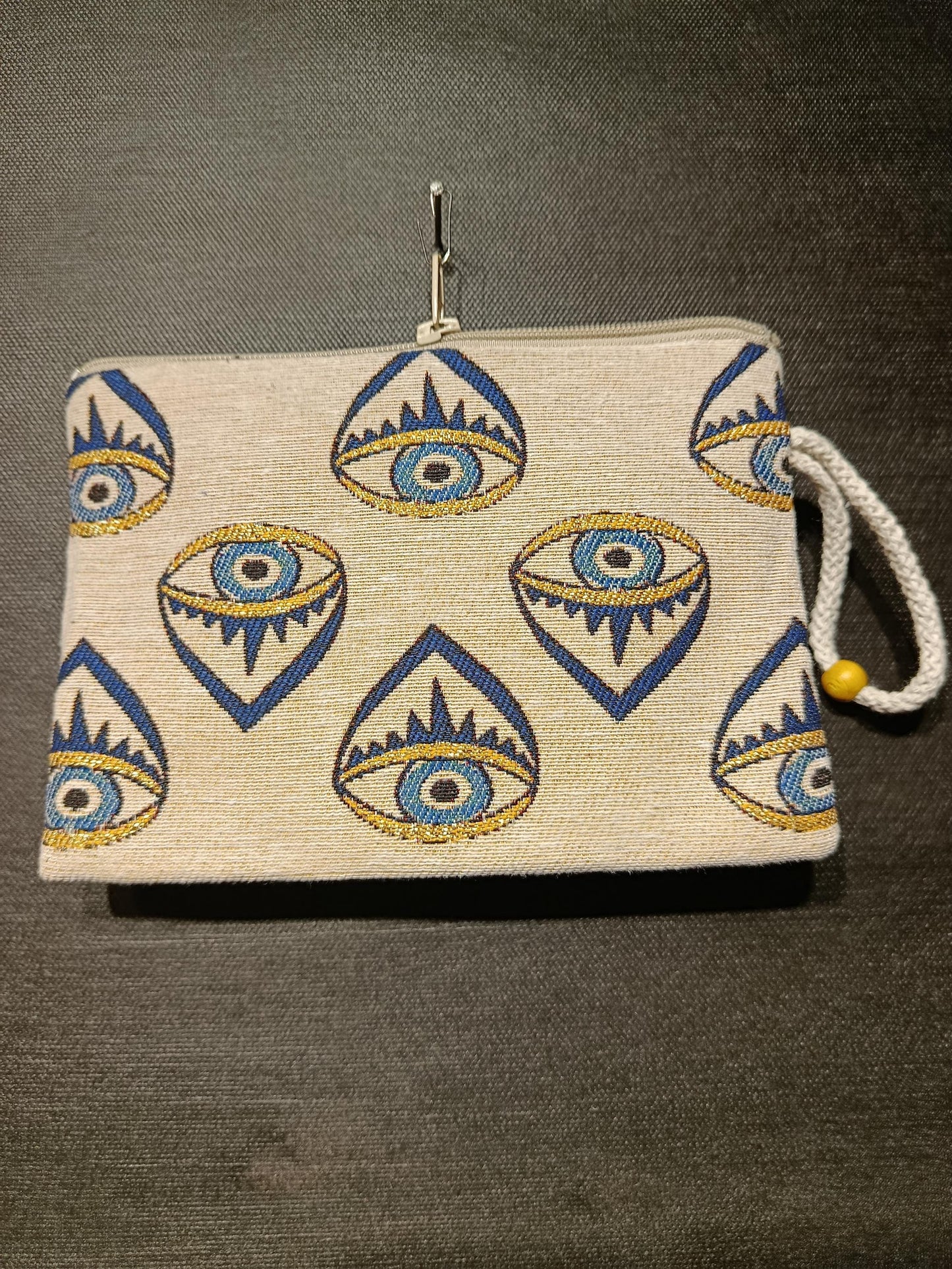 Handmade Evil Eye Purse: Organic Cotton Blend Small Bag (15cmx20cm)