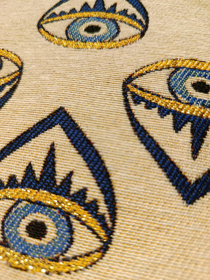 Handmade Evil Eye Purse: Organic Cotton Blend Small Bag (15cmx20cm)