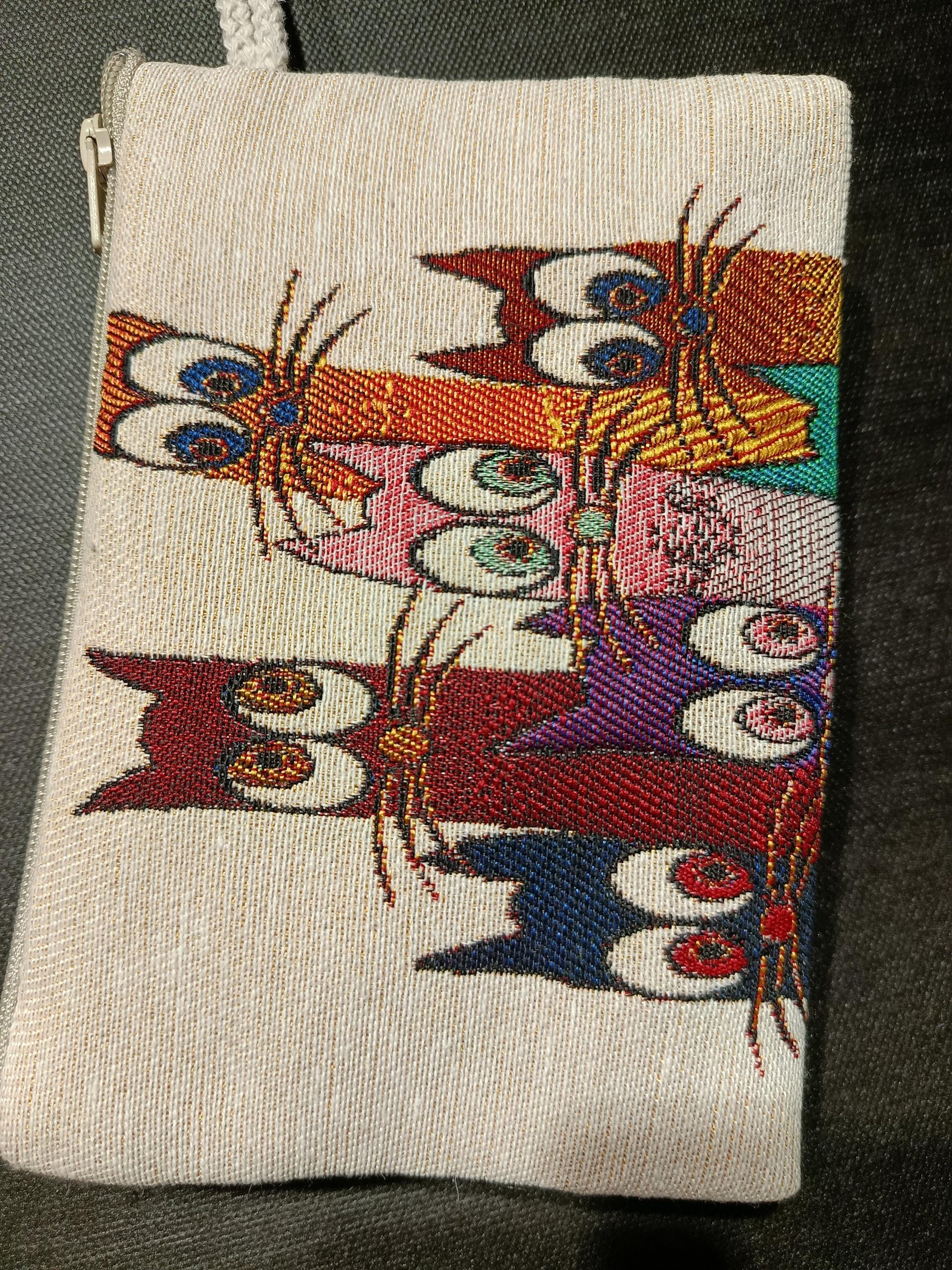 Colorful Cat Tapestry Pouch – Whimsical Feline Clutch Bag from Türkiye