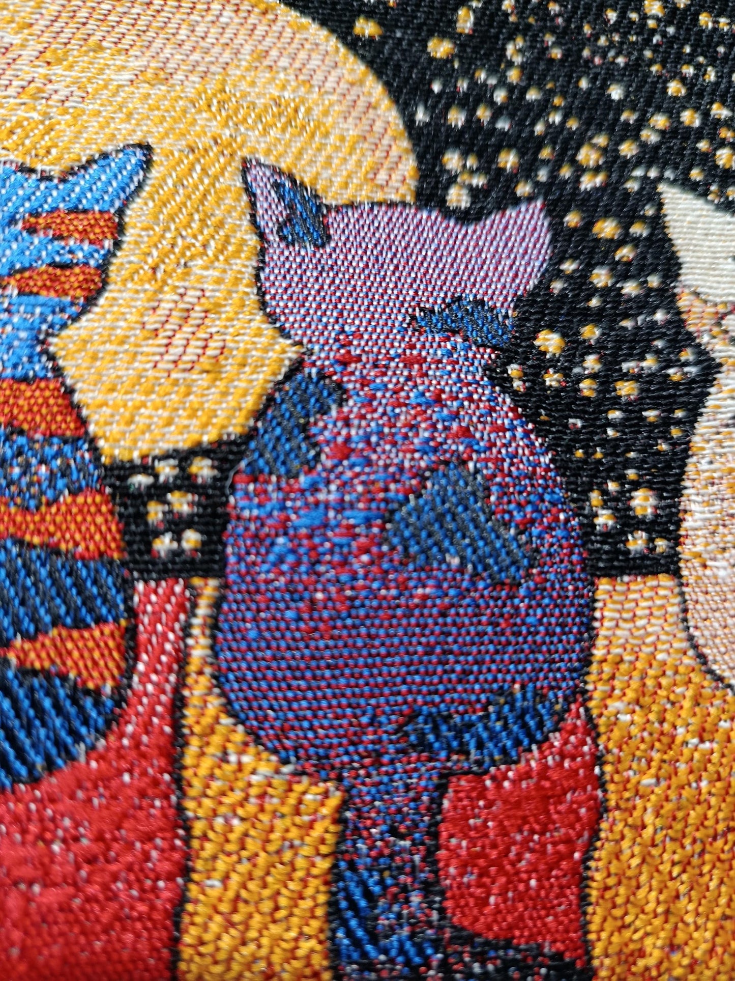 Moonlight Cats Tapestry Clutch – Colorful Feline Night Scene Bag from Türkiye
