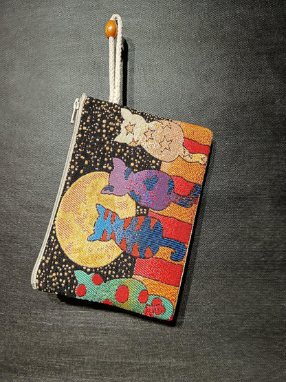 Moonlight Cats Tapestry Clutch – Colorful Feline Night Scene Bag from Türkiye