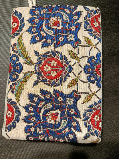 Traditional Floral Gobelin Tapestry Pouch – Turkish Zippered Purse with Ottoman Design