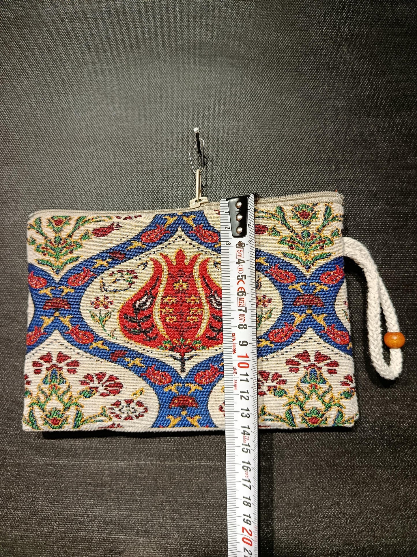 Turkish Tulip Gobelin Fabric Pouch – Ottoman Clutch, Made in Türkiye