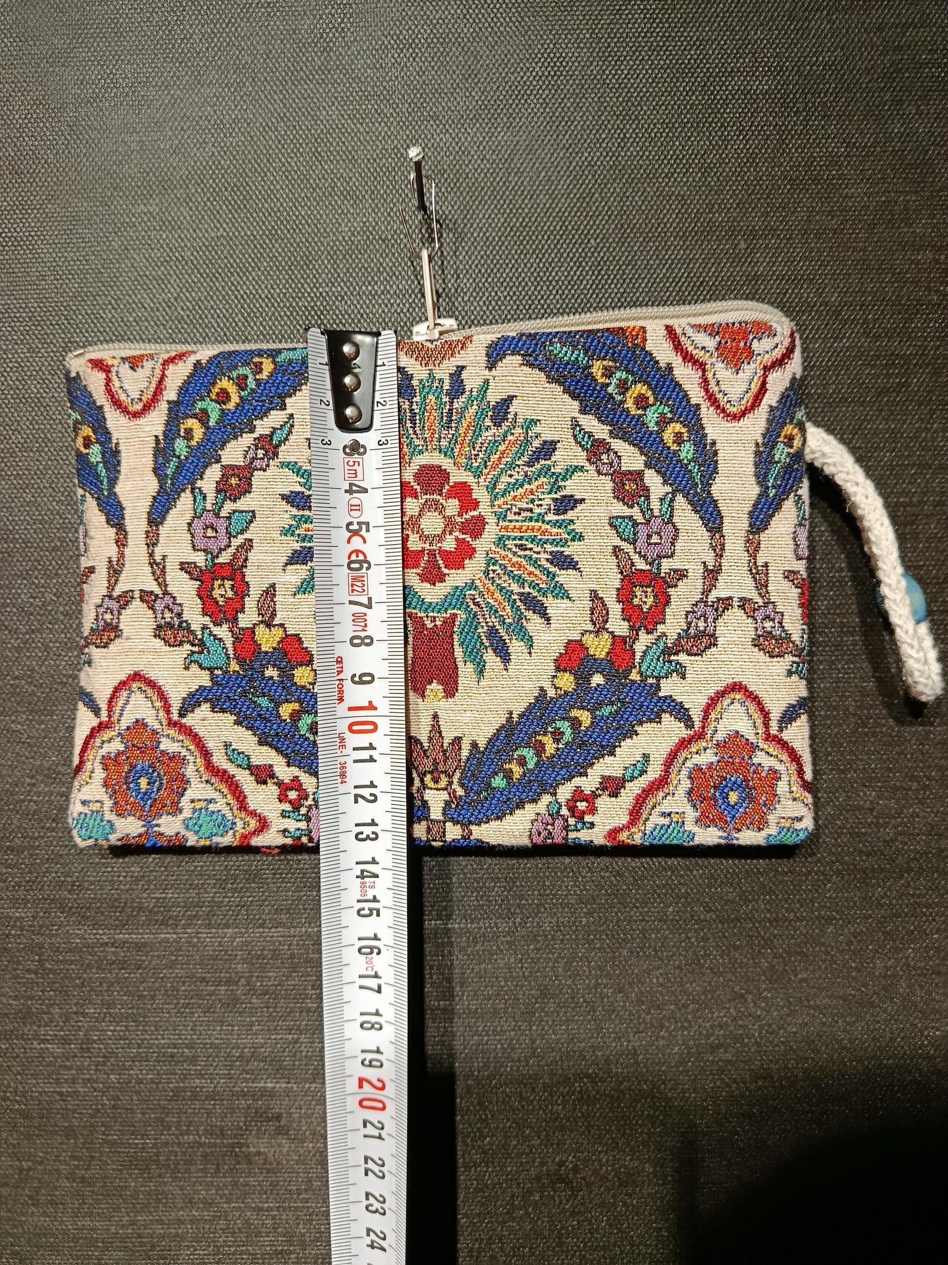 Floral Medallion Turkish Clutch – Gobelin Tapestry Zipper Pouch