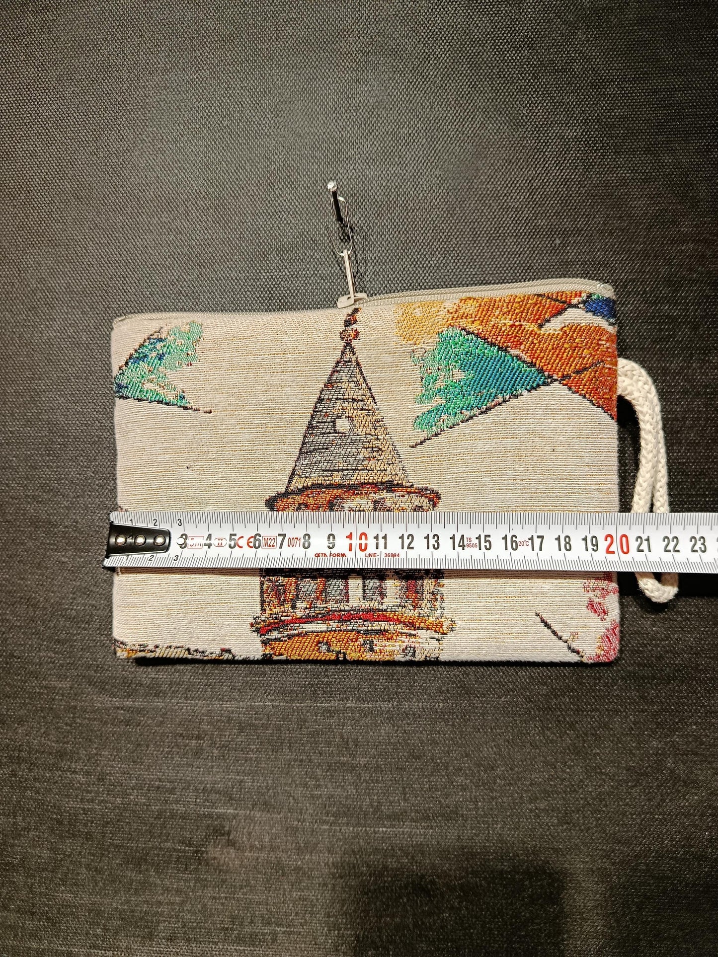 Galata Tower Clutch Bag – Turkish Tapestry Zippered Pouch Souvenir from Istanbul