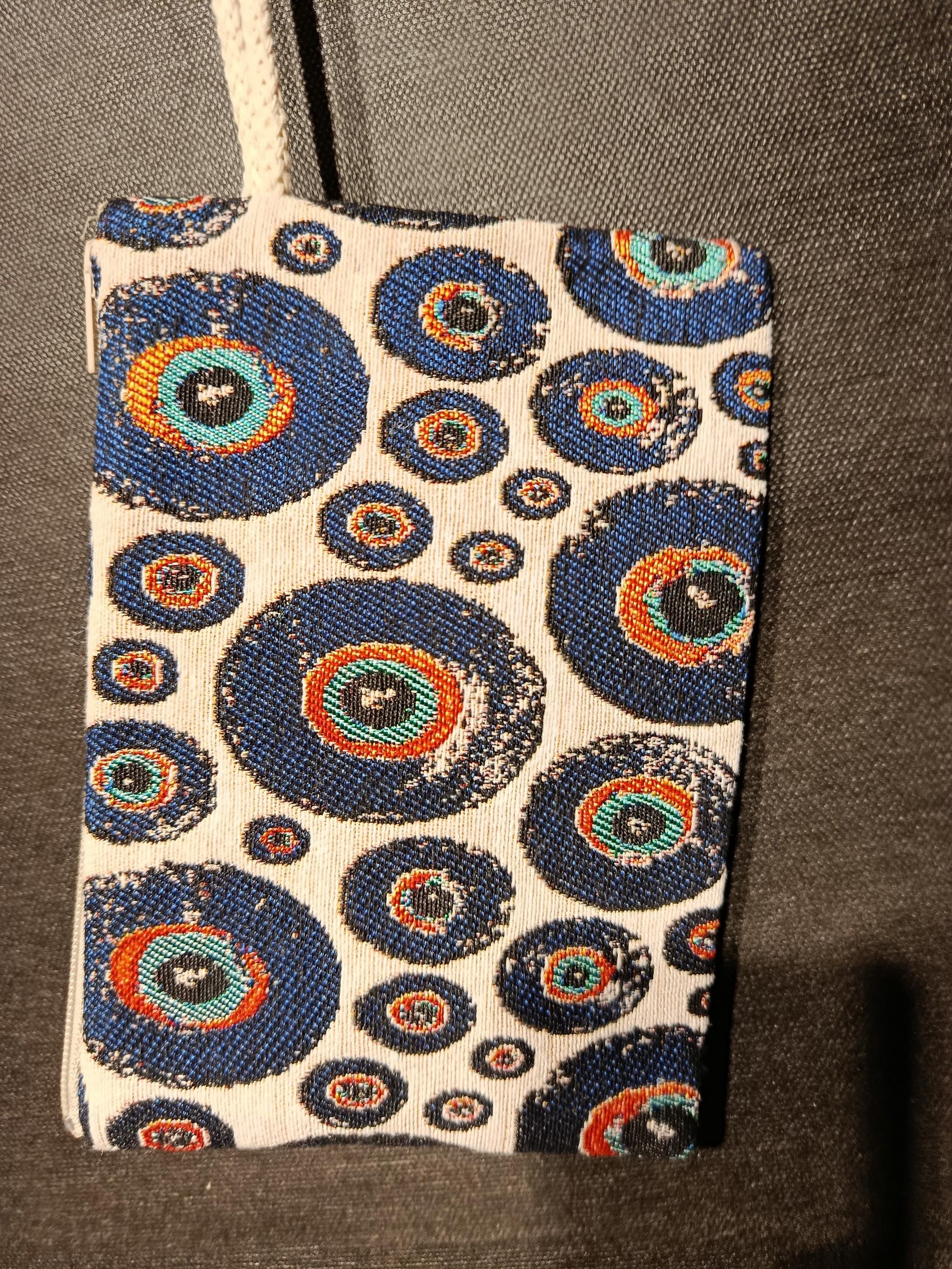 Evil Eye Clutch Bag – Turkish Gobelin Tapestry Zip Pouch, Nazar Wristlet for Protection & Style