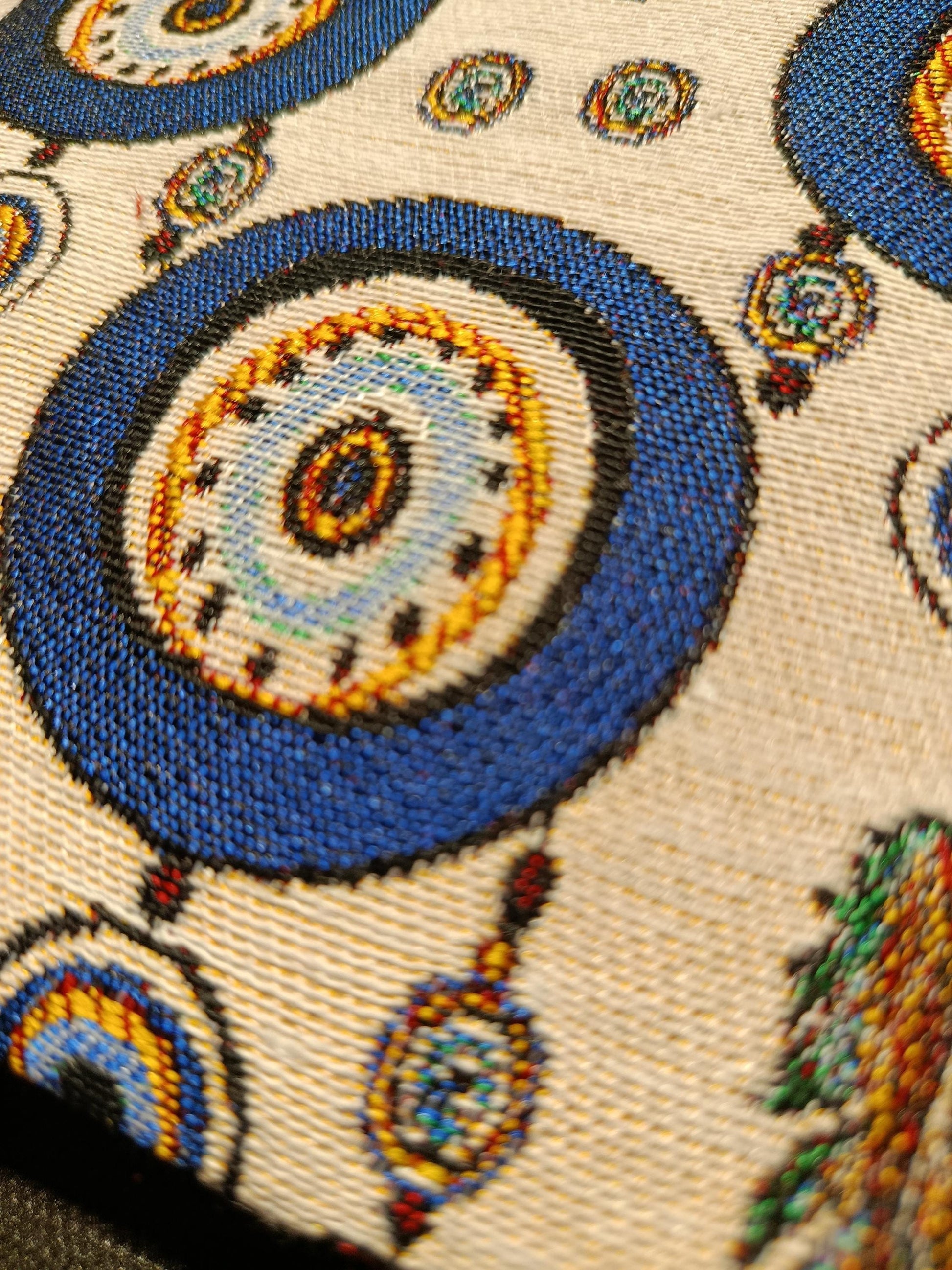 Evil Eye Feather Clutch – Turkish Tapestry Pouch, Boho Protection Symbol Purse, Zip Wristlet Bag