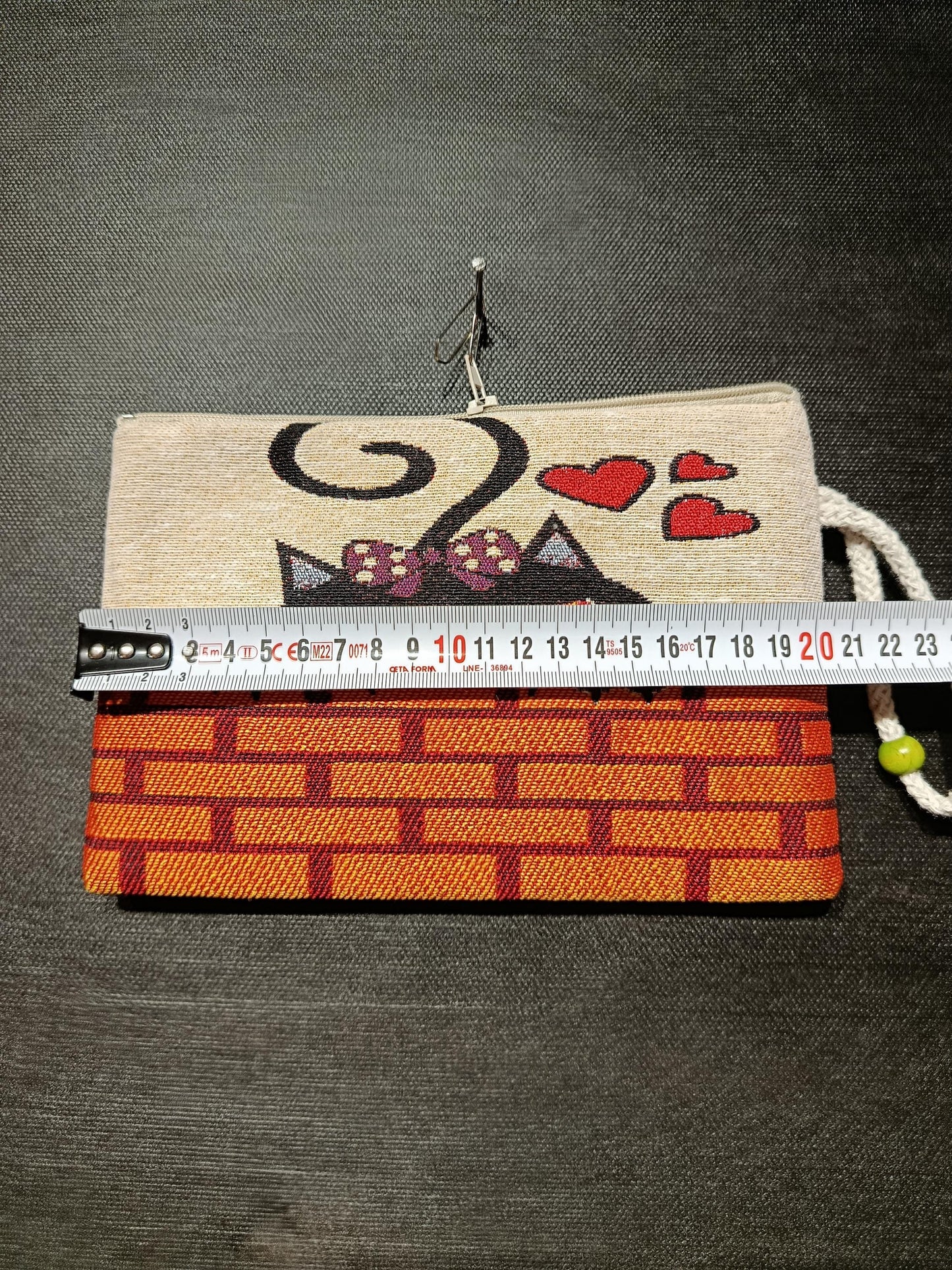 Handmade Cats & Hearts Purse: Organic Cotton Blend Bag (15cmx20cm)