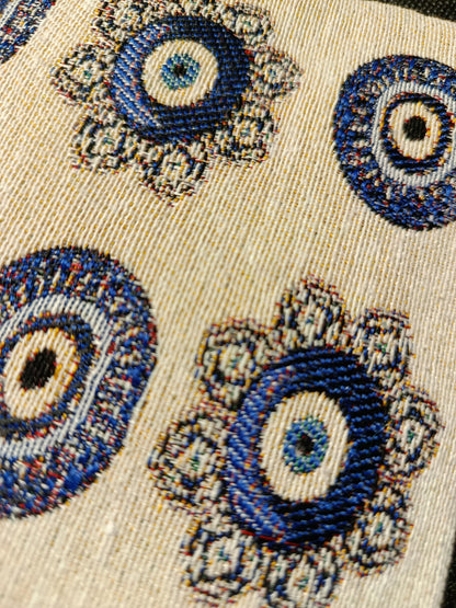 Handmade Cotton Blend Purse: Evil Eye Design, Small Clutch (15cmx20cm)