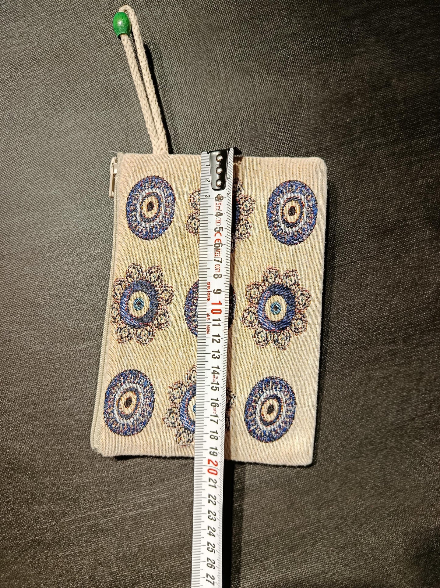 Handmade Cotton Blend Purse: Evil Eye Design, Small Clutch (15cmx20cm)