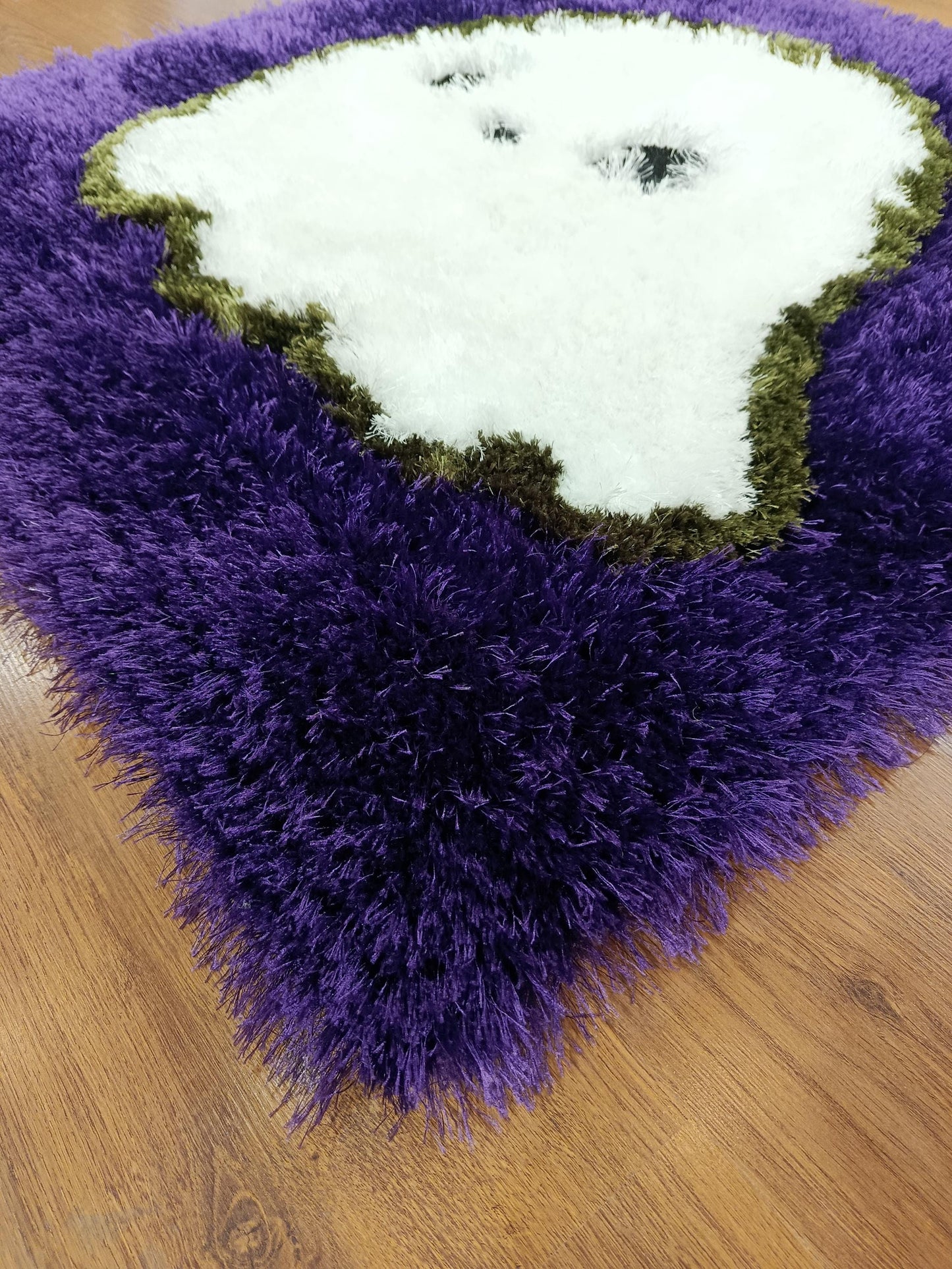 Tufted Ghost Rug: Fluffy Purple Halloween Decor, Kawaii Ghostcore Accent (40"x40")