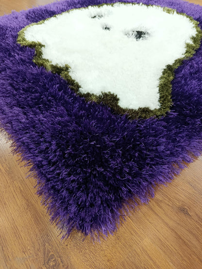 Tufted Ghost Rug: Fluffy Purple Halloween Decor, Kawaii Ghostcore Accent (40"x40")