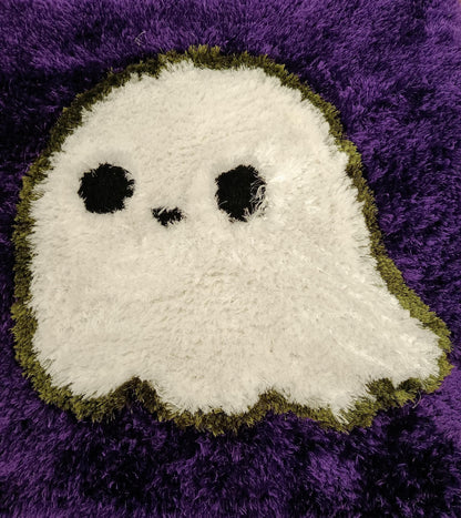 Tufted Ghost Rug: Fluffy Purple Halloween Decor, Kawaii Ghostcore Accent (40"x40")