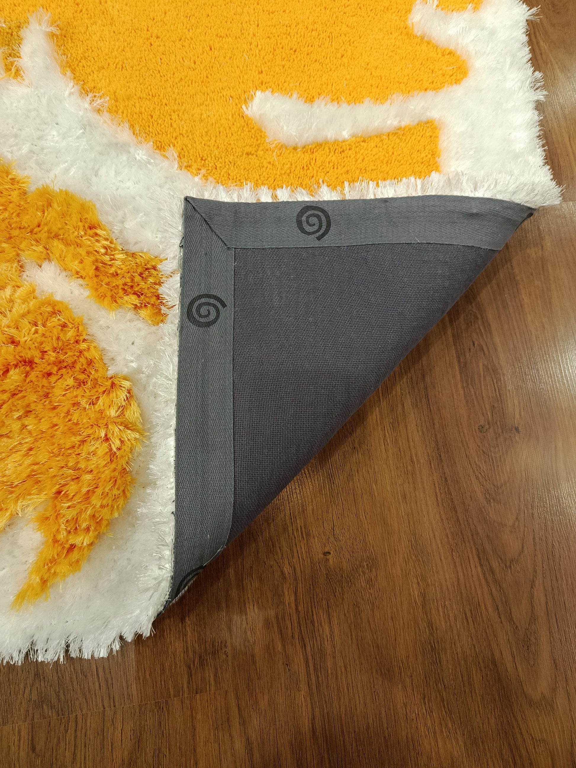 Handmade Tufted Lion Rug: Orange & White Leo Zodiac Carpet