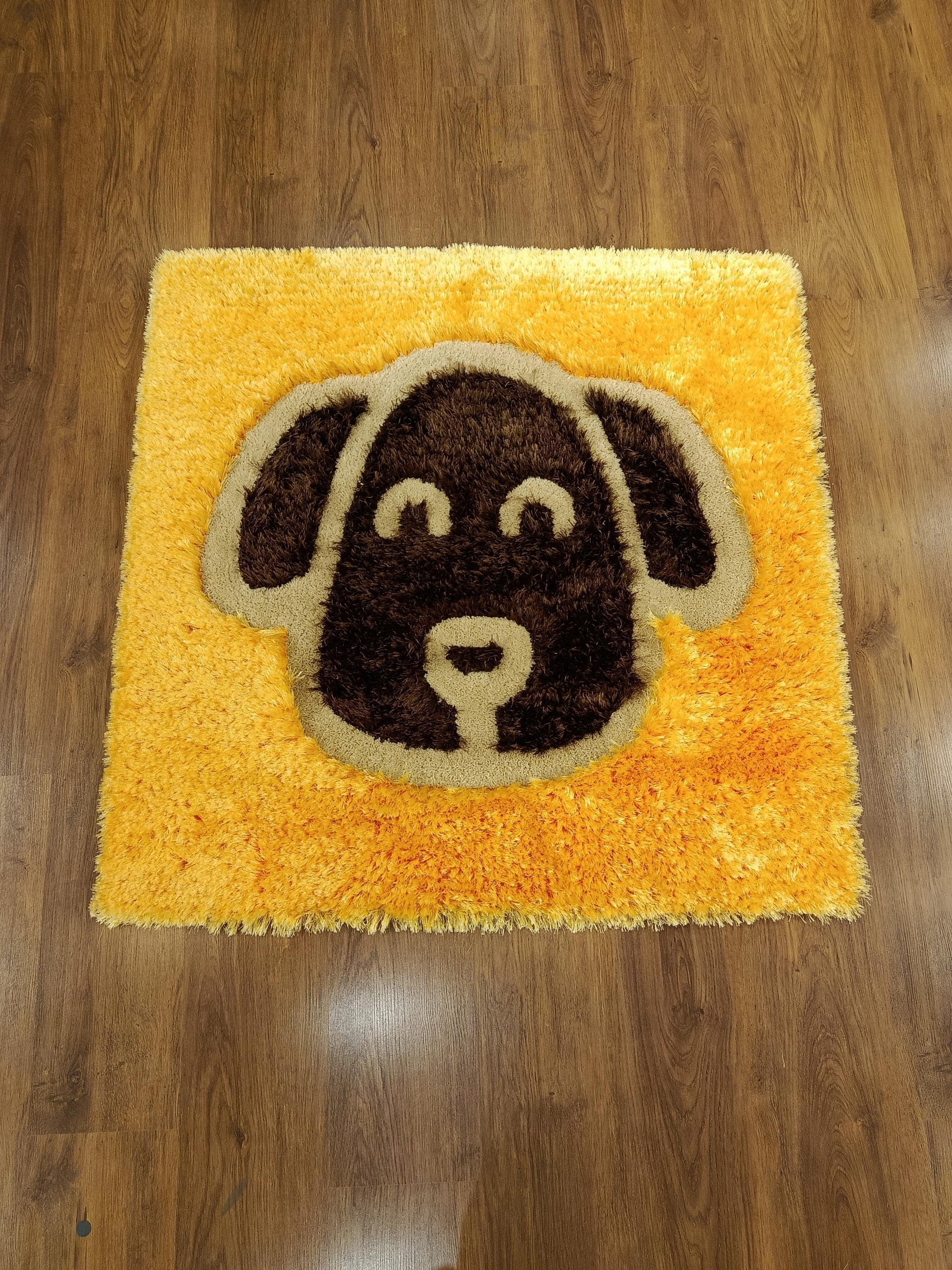 Handmade Tufted Dog Rug: Fluffy Puppy Face Carpet, Nursery Decor