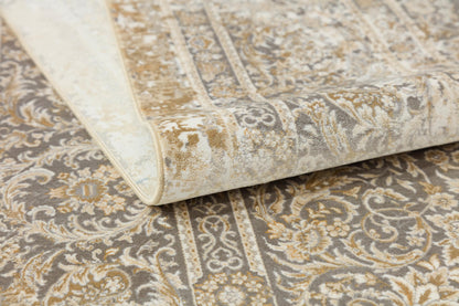 7x10 ft, Gray Classic oriental Silk Rug: Bamboo Yarn,fine fringes carpet