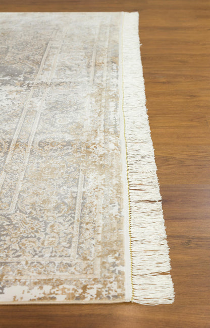 7x10 ft, Gray Classic oriental Silk Rug: Bamboo Yarn,fine fringes carpet