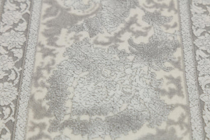7x10 ft, Gray Classic oriental Silk Rug: Bamboo Yarn,fine fringes carpet
